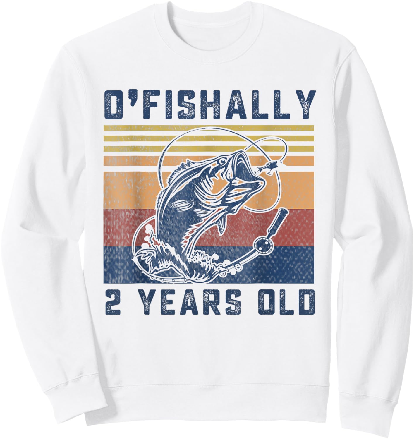 Ofishally 2 Year Old Shirt 2nd Birthday Fishing US Flag Sweatshirt - Sweatshirt | White