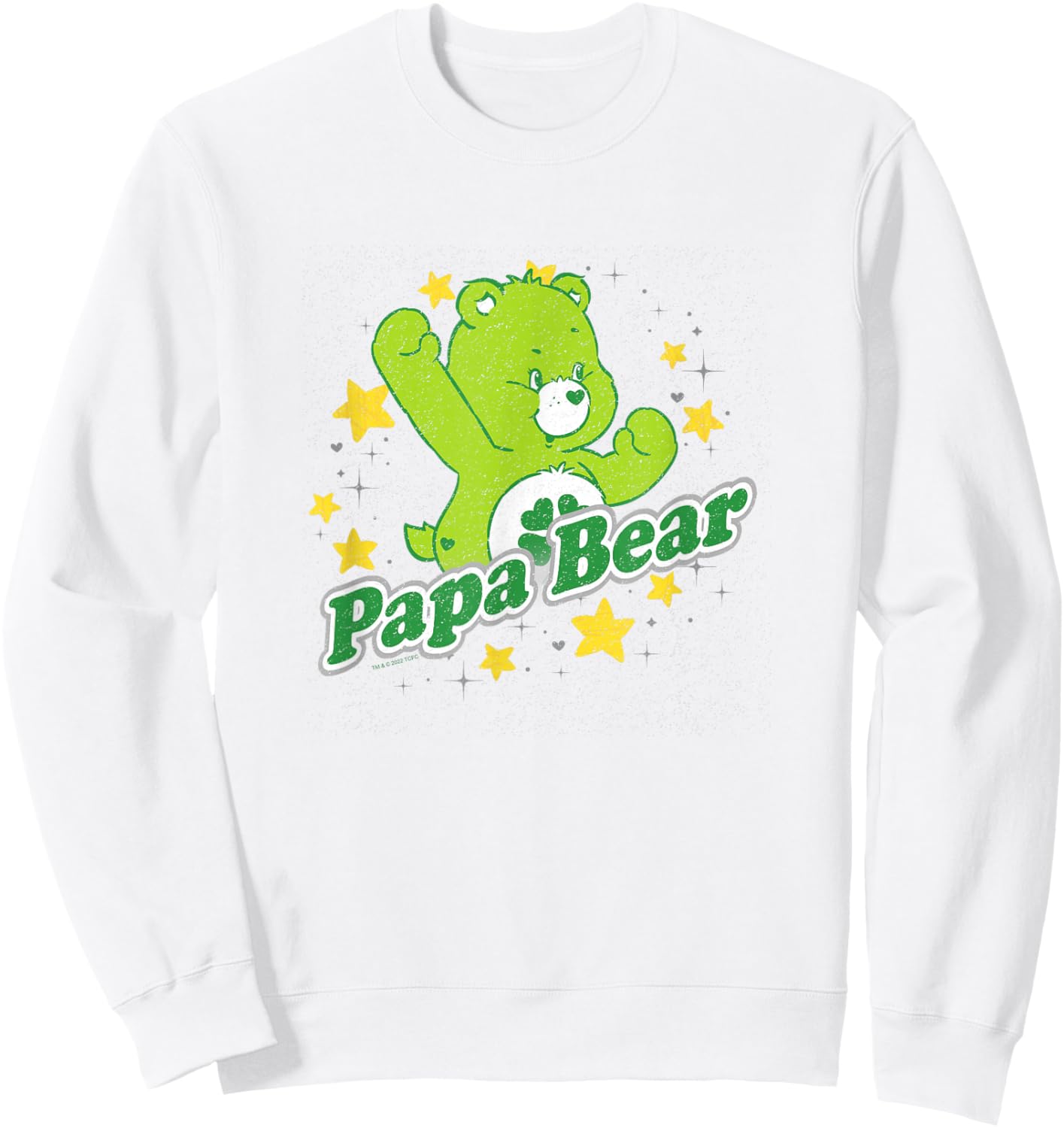Care Bears Papa Bear Good Luck Bear Vintage Stars Logo Sweatshirt - Sweatshirt | White