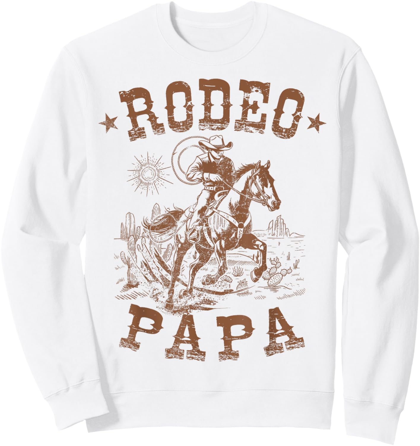 Rodeo Papa Western Cowboy Family Matching Father's Day Sweatshirt - Sweatshirt | White
