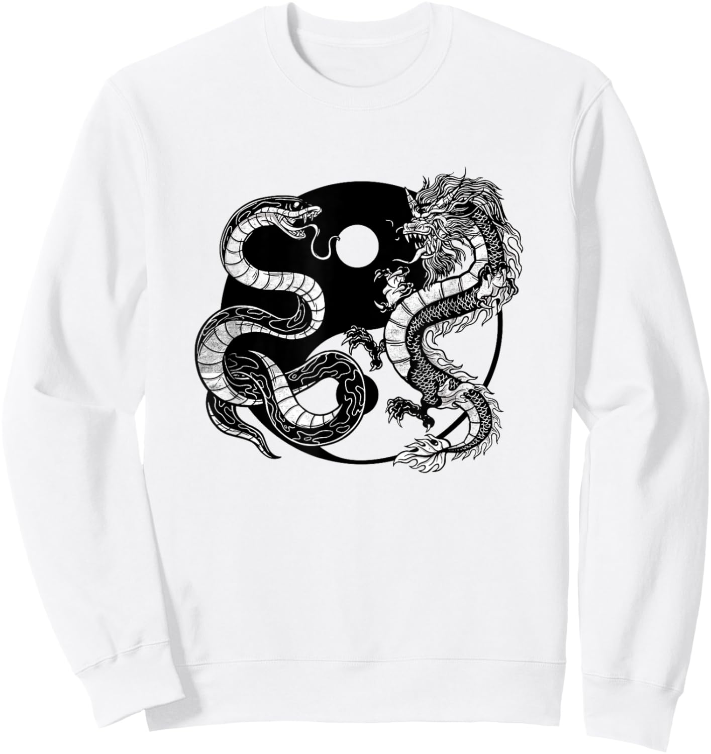 Yin And Yang Snake And Dragon Vintage Sweatshirt - Sweatshirt | White