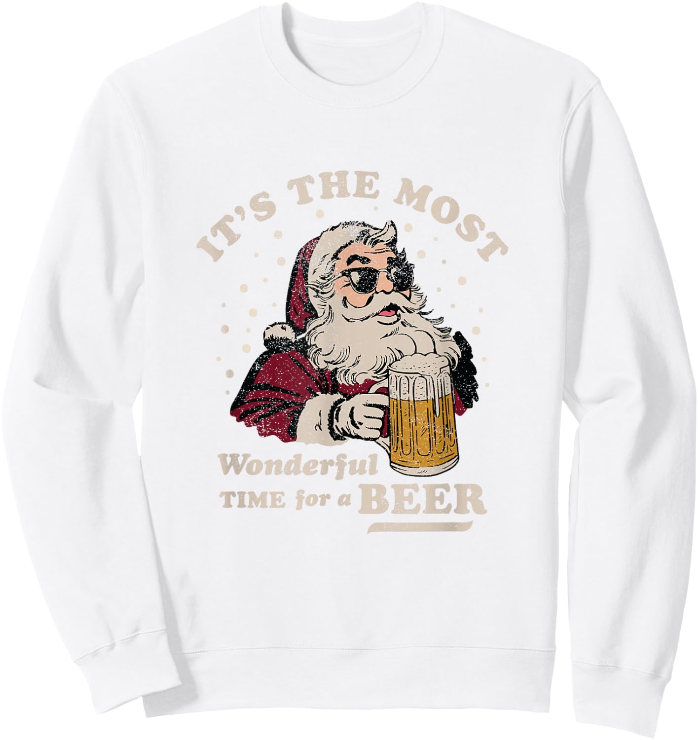 Funny Santa Beer Merry Christmas Sweatshirt - Sweatshirt | White