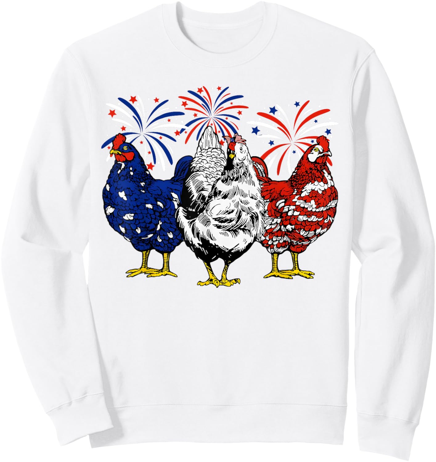 Chicken USA Flag Patriotic Chicken Lover 4th of July Men Sweatshirt - Sweatshirt | White