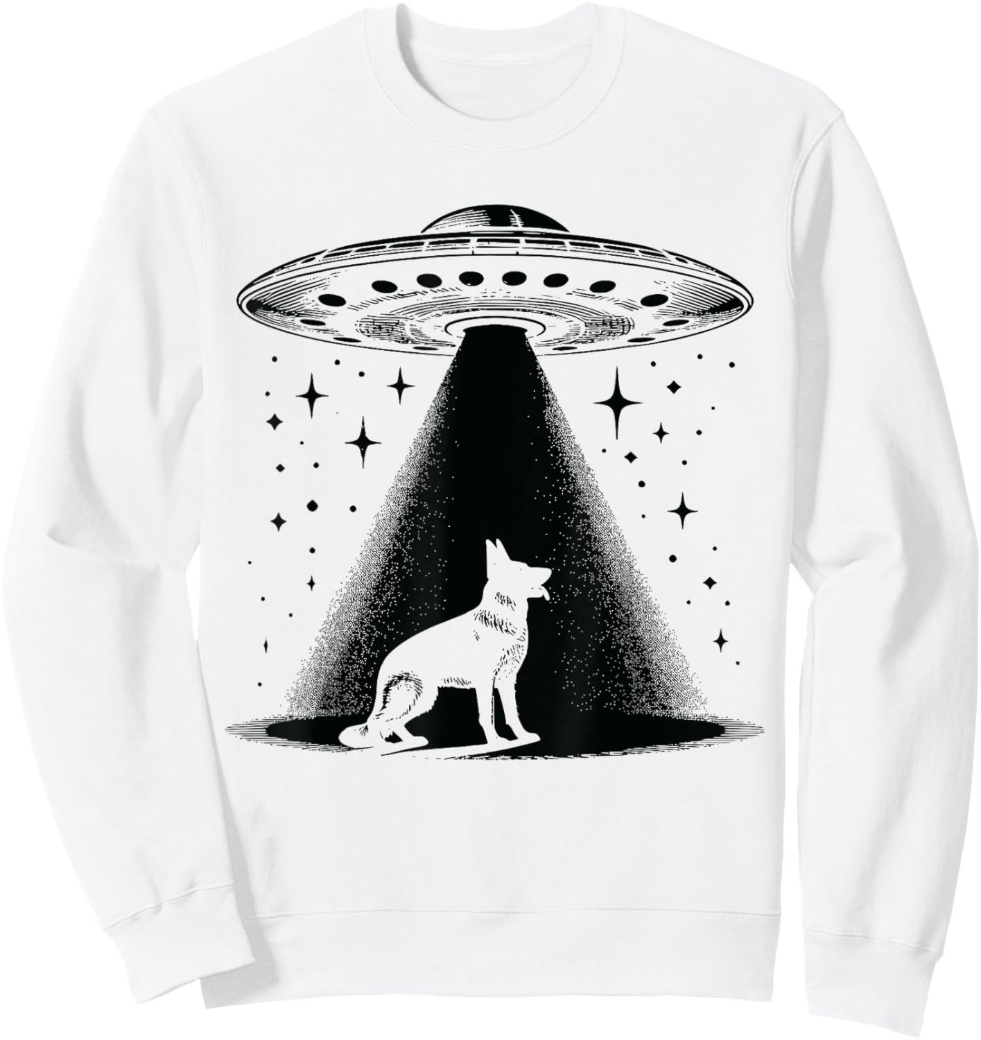 German Shepherd Mom Dad Dog - Funny Alien UFO Sweatshirt - Sweatshirt | White