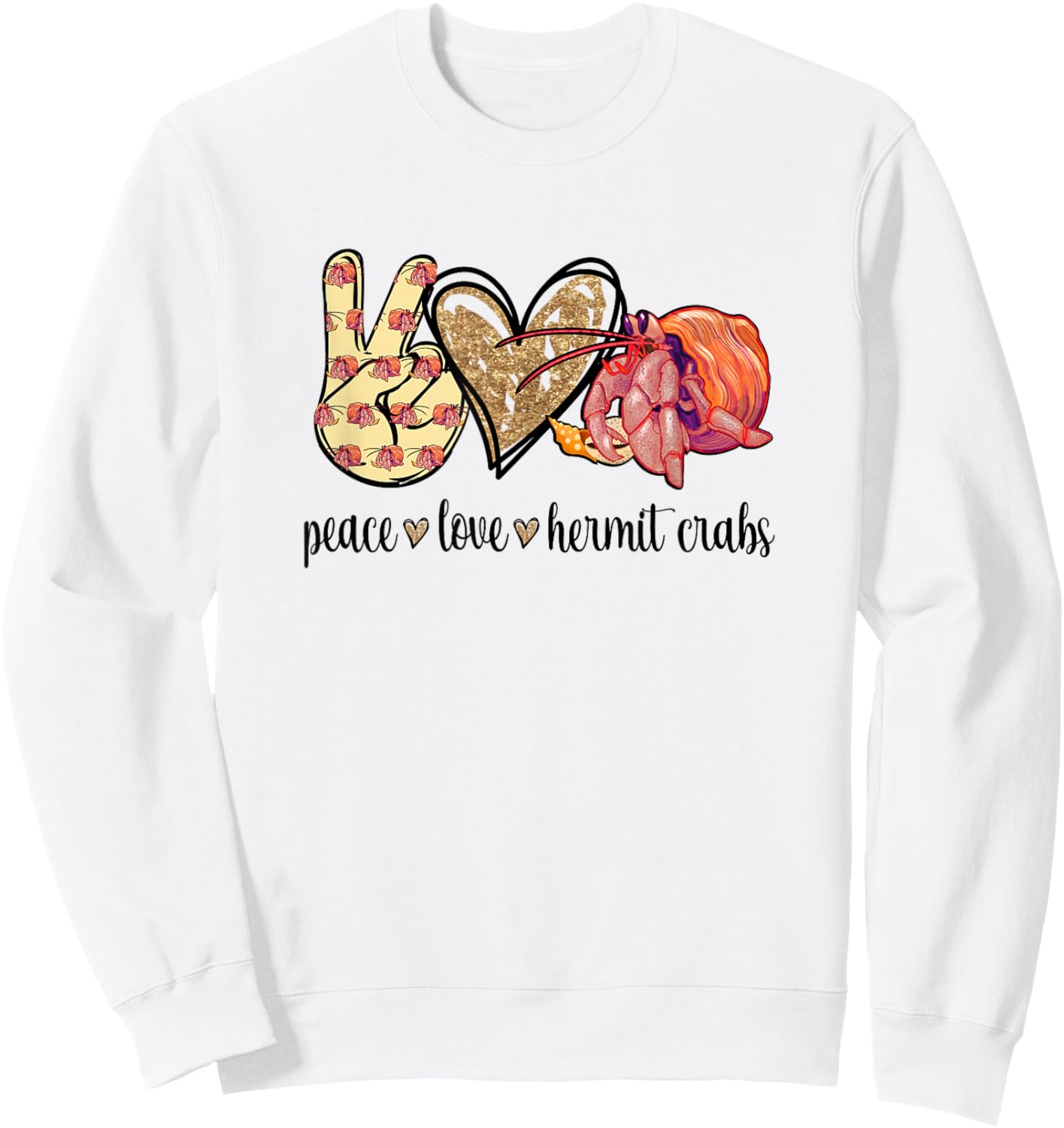 Peace Love Pet Hermit Crab Lover Sweatshirt - Sweatshirt | White