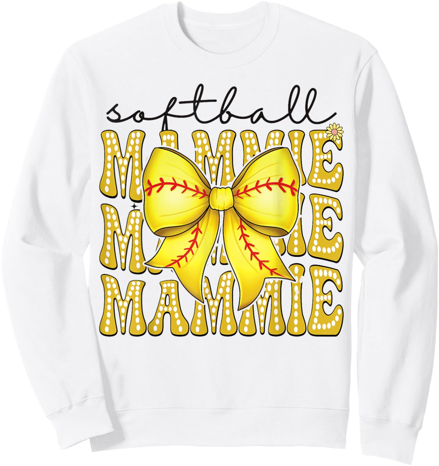Softball Mammie Retro Softball Coquette Bow Groovy Sweatshirt - Sweatshirt | White