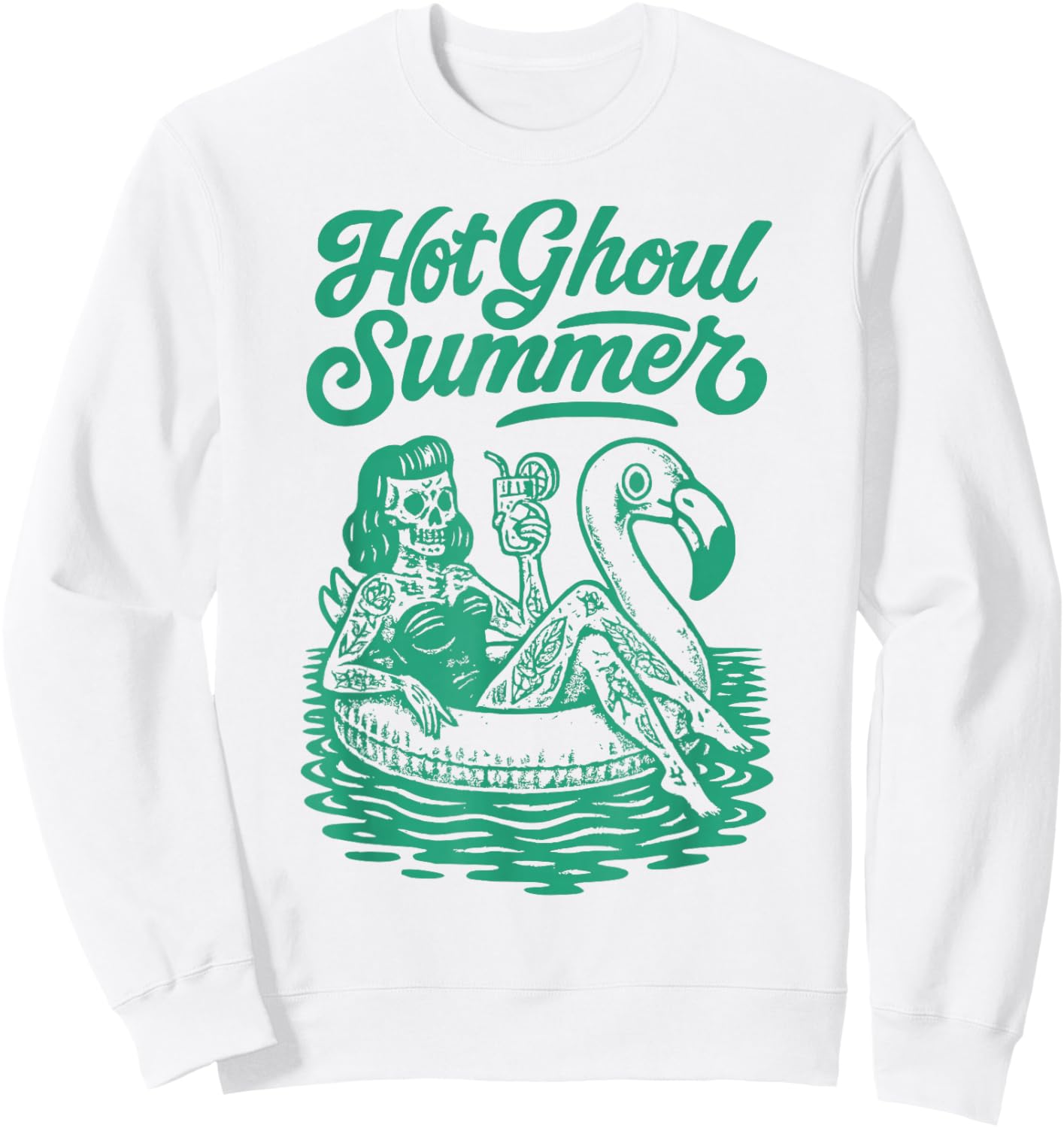 HOT GHOUL SUMMER Funny Halloween Summerween Summer Pool Sweatshirt - Sweatshirt | White
