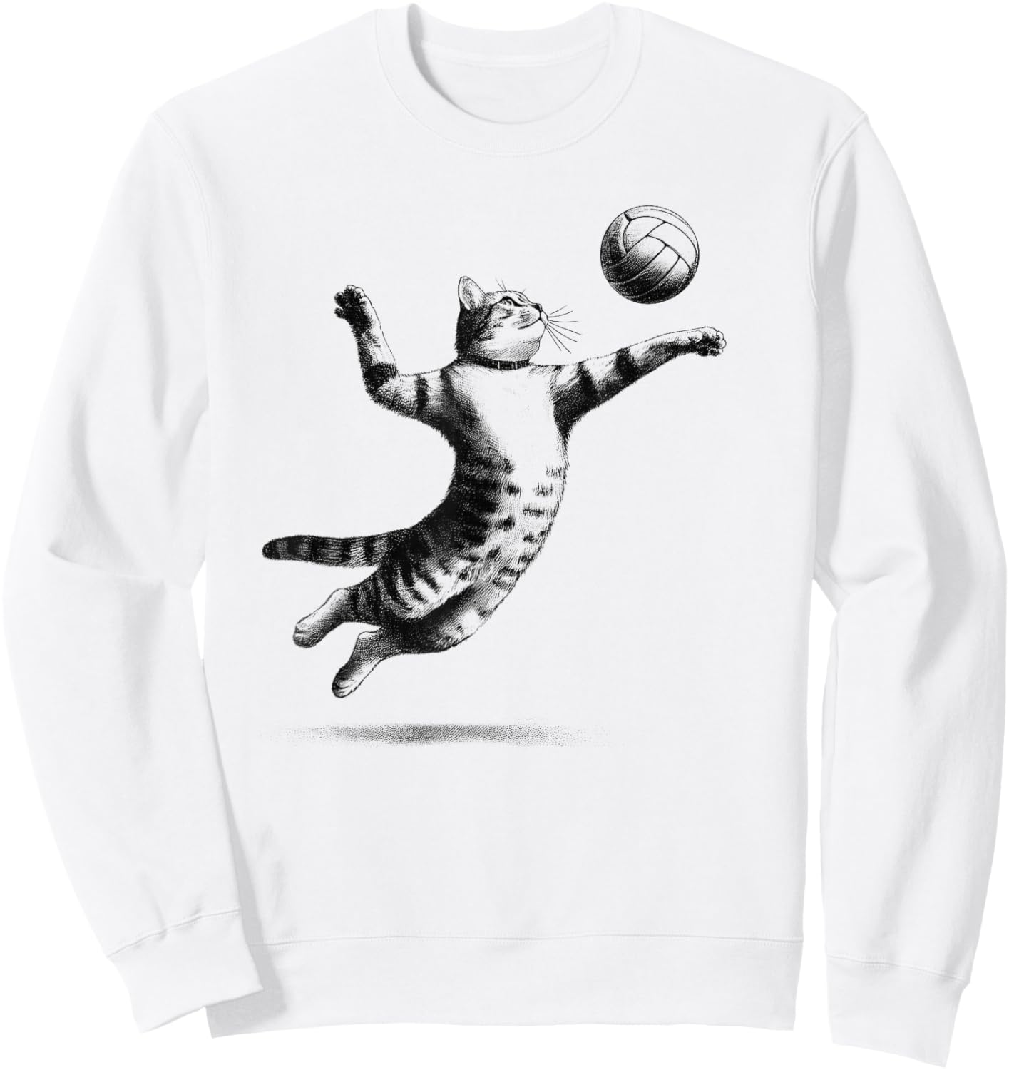 Cat Playing Volleyball Kitten Volleyball Player Vintage Sweatshirt - Sweatshirt | White