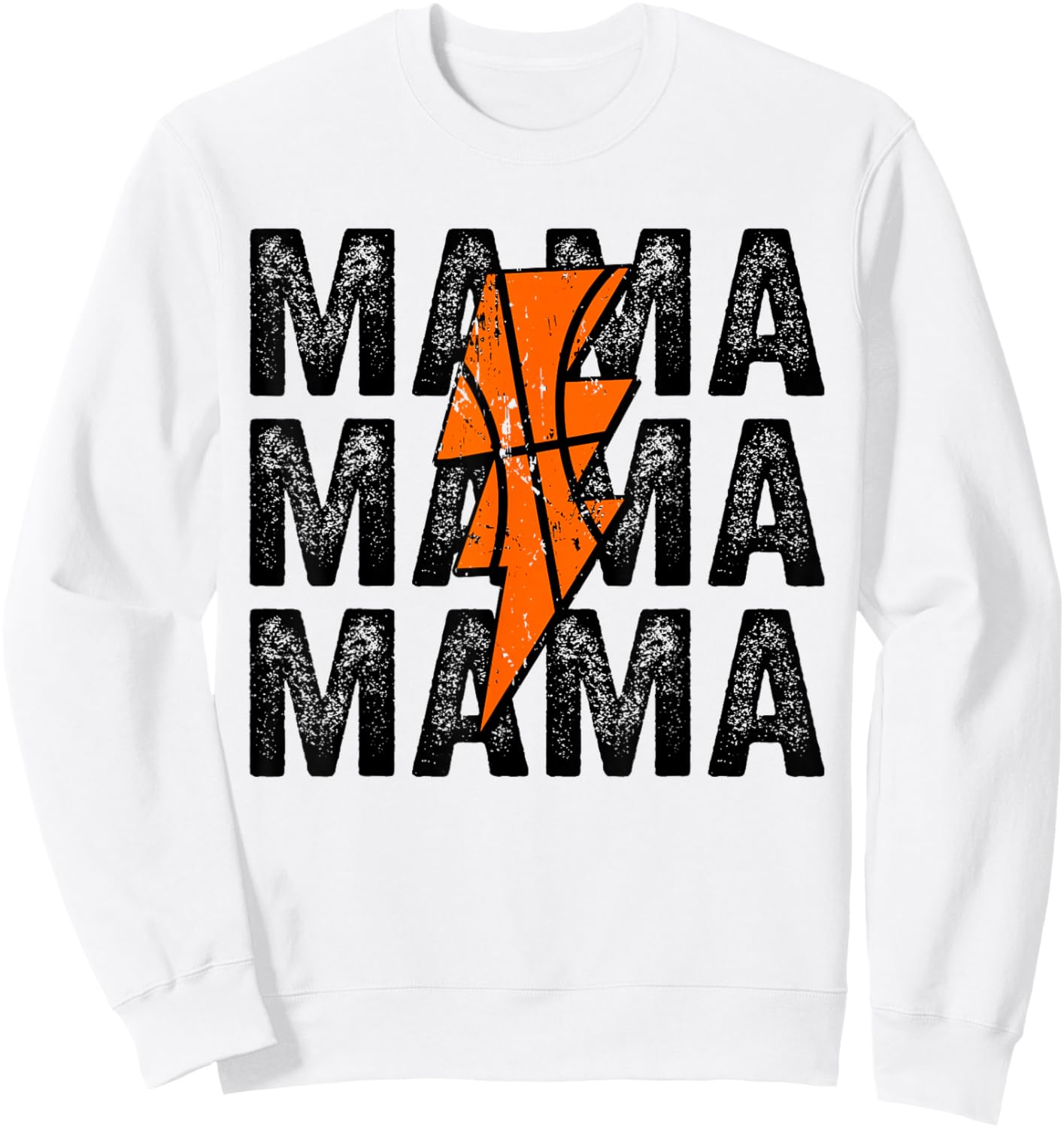 Basketball Mama Distressed Lightning Bolt Mom Sweatshirt - Sweatshirt | White