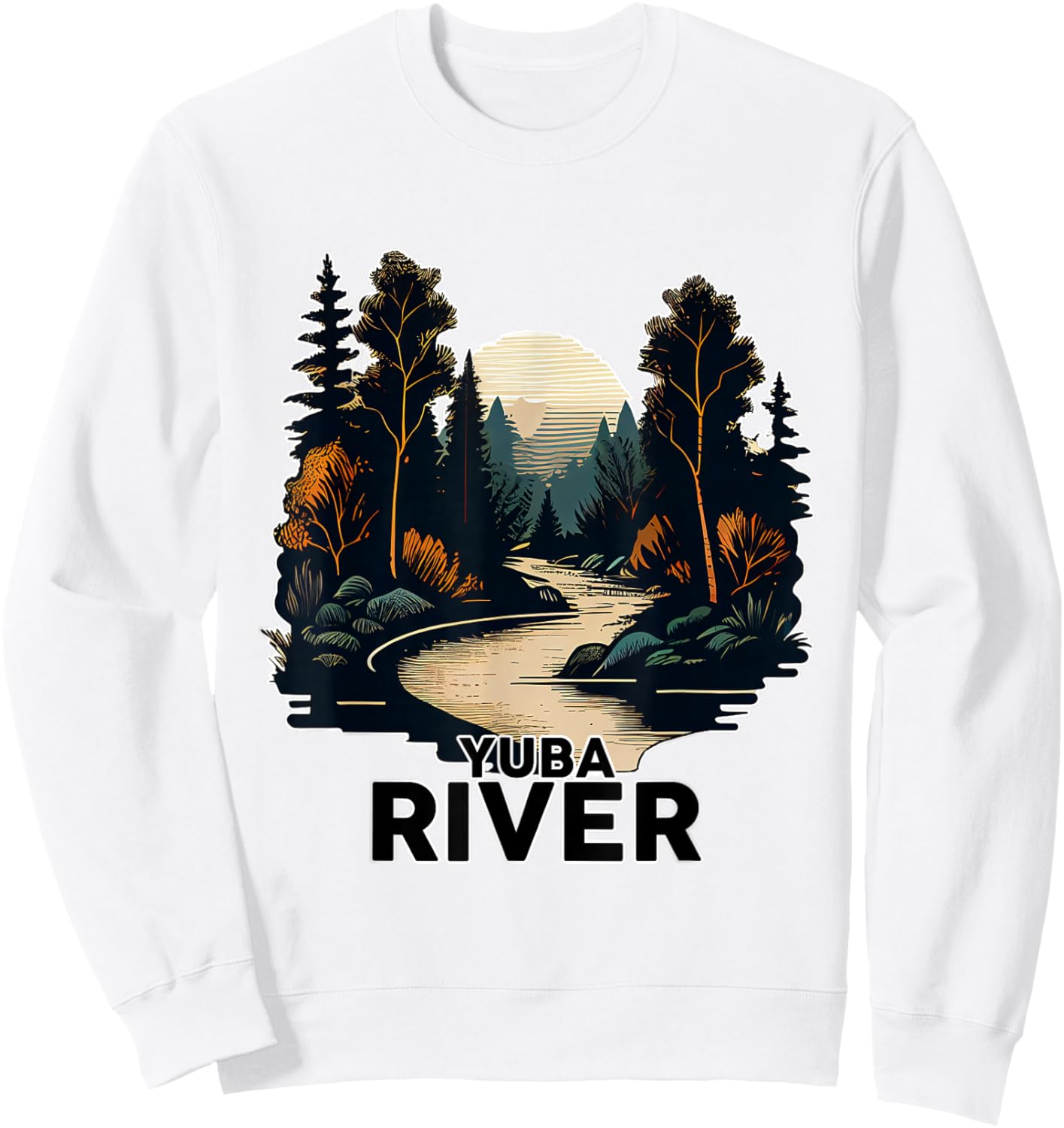 Yuba River Retro Minimalist River Yuba Sweatshirt - Sweatshirt | White