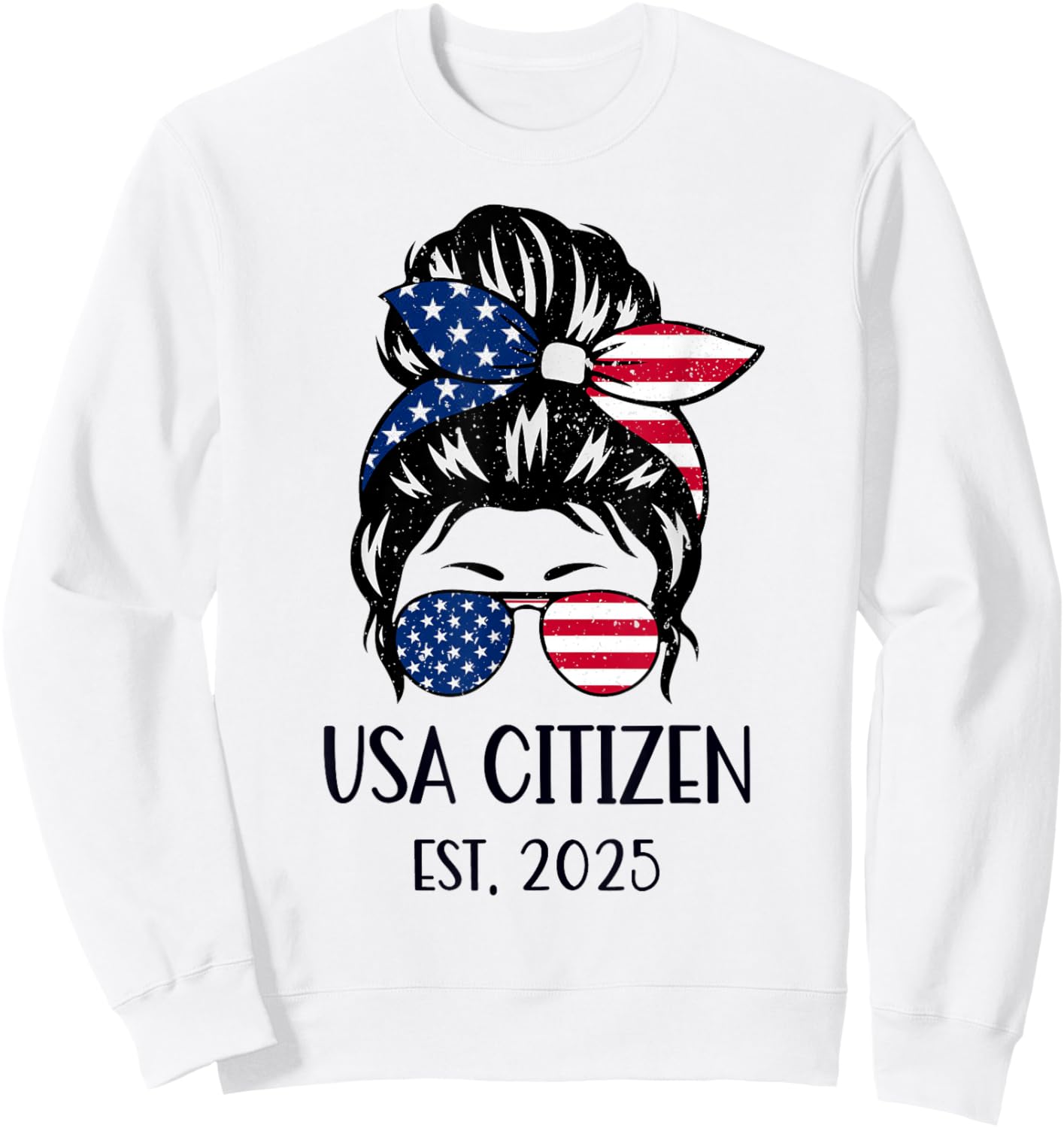 US Citizen Est 2025 New Citizenship American USA Girl 2025 Sweatshirt - Sweatshirt | White