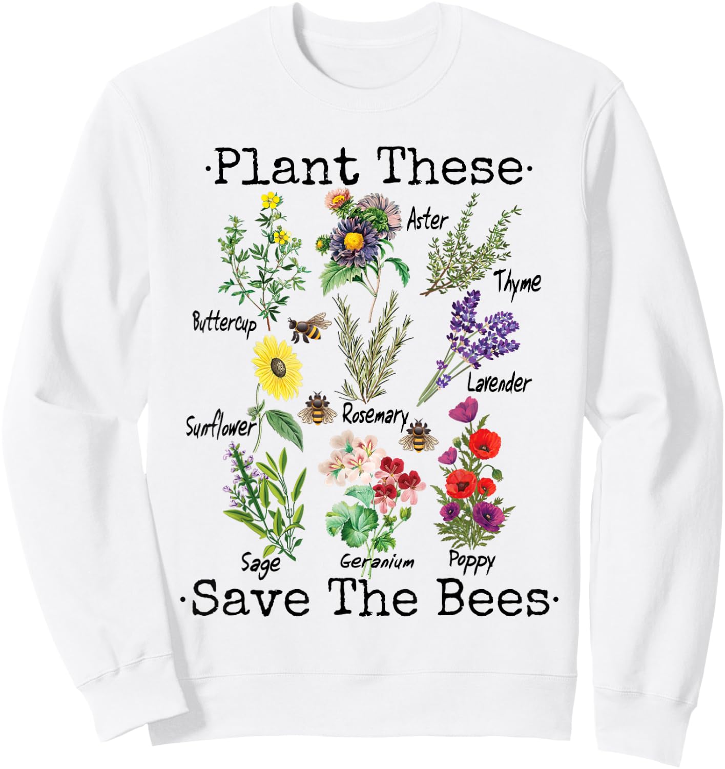 Plant These Save The Bees Shirt Women Yellow Flowers Sweatshirt - Sweatshirt | White