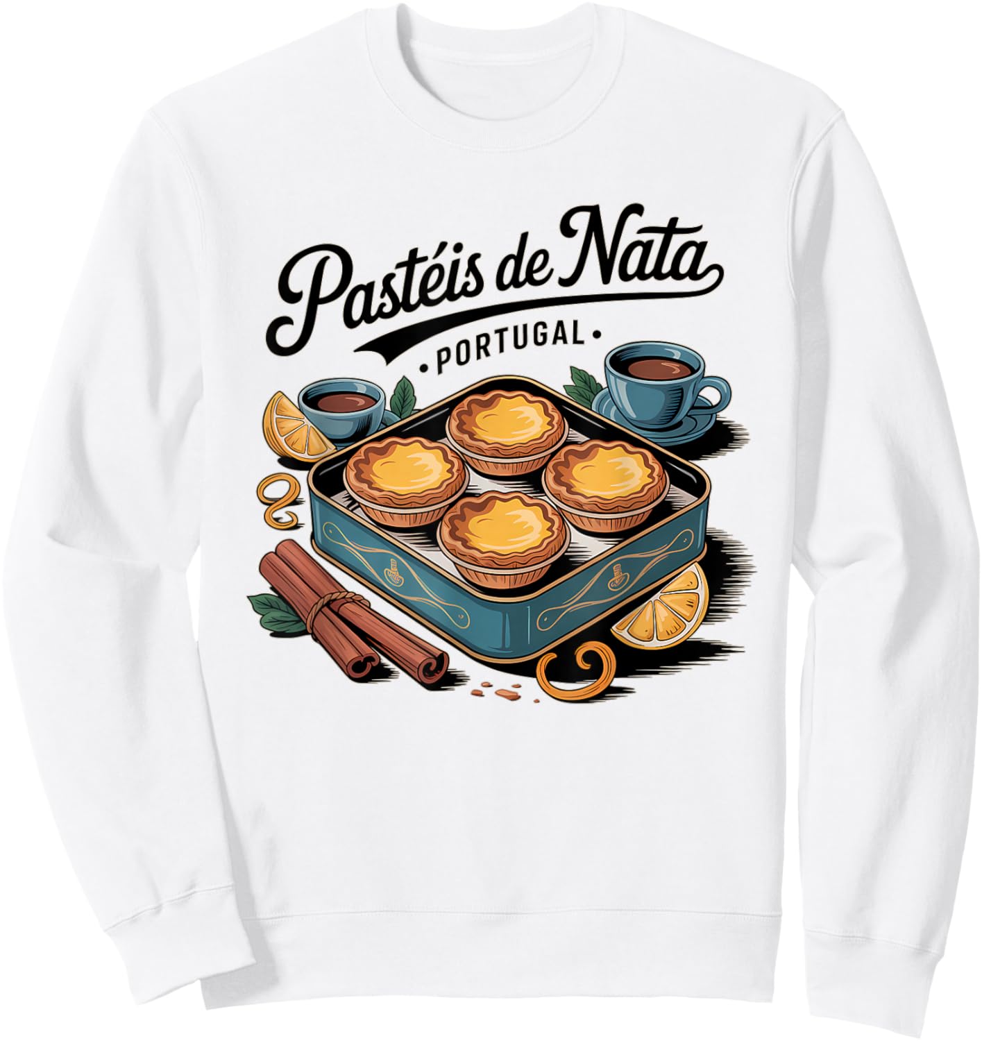 Traditional Portuguese Cream Tartlets Art Pastéis de Nata Sweatshirt - Sweatshirt | White