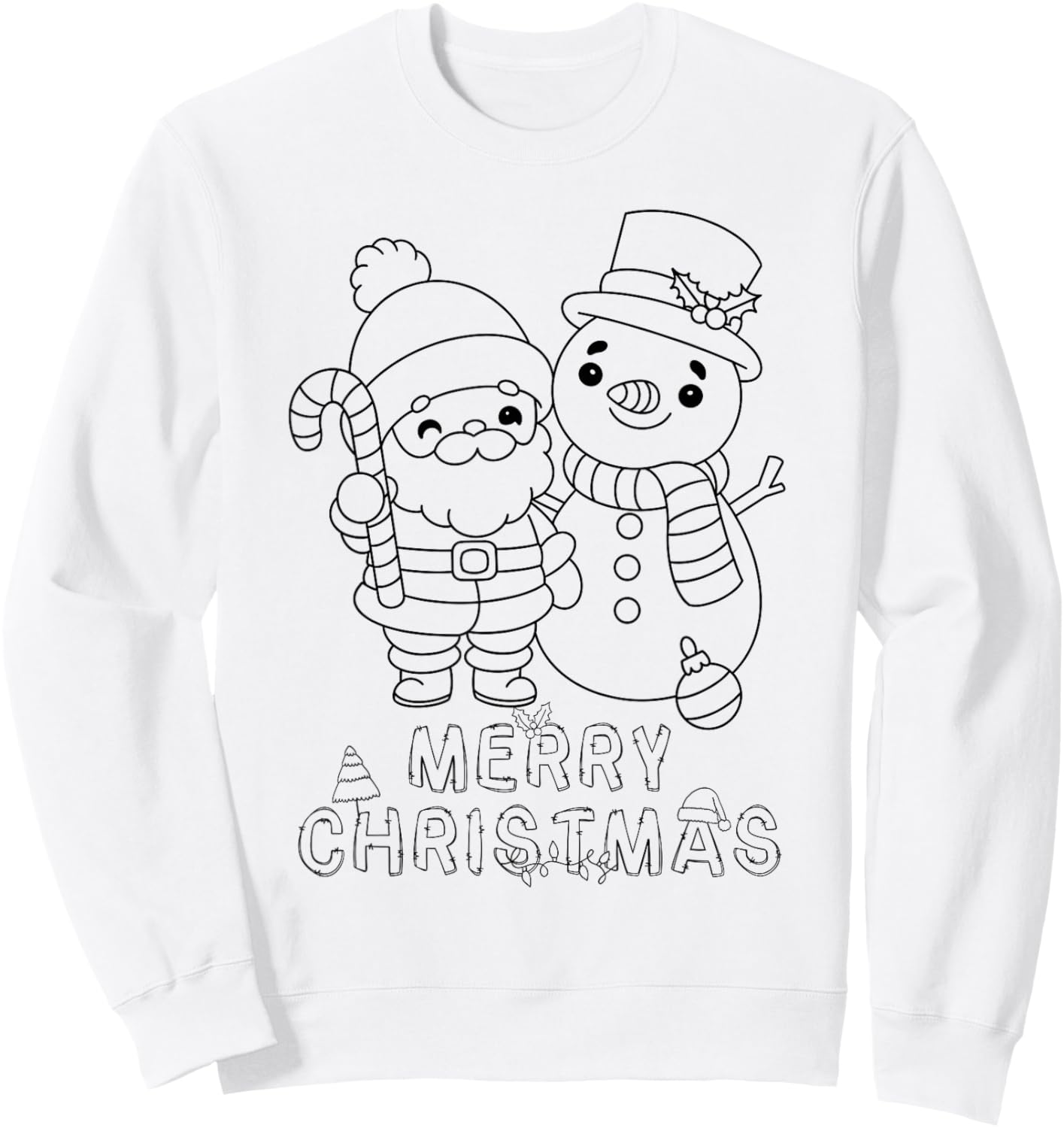 Merry Christmas Santa Claus Snowman XMAS DIY Kids Coloring Sweatshirt - Sweatshirt | White