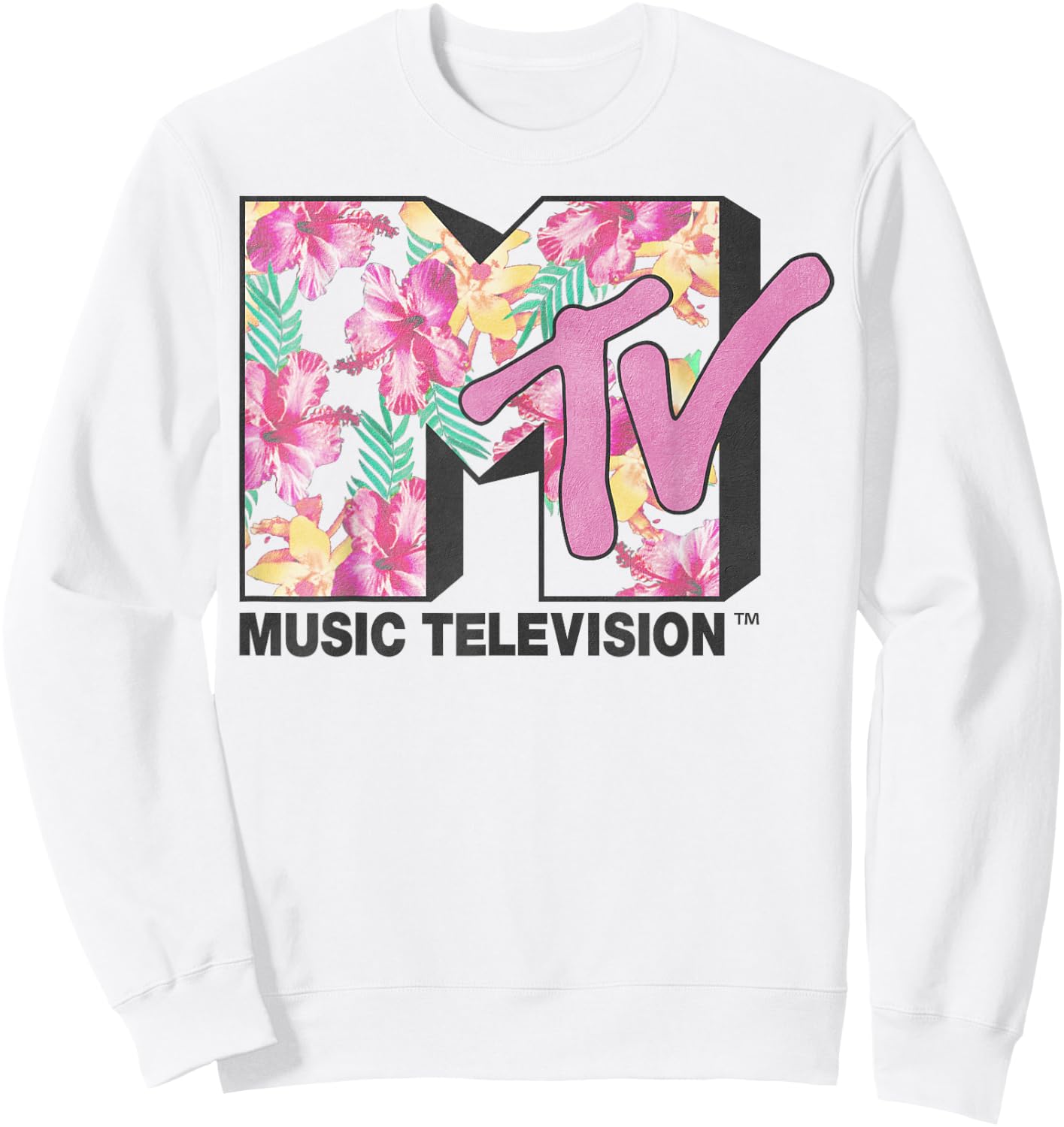 MTV Aloha Flower Logo Graphic Sweatshirt - Sweatshirt | White