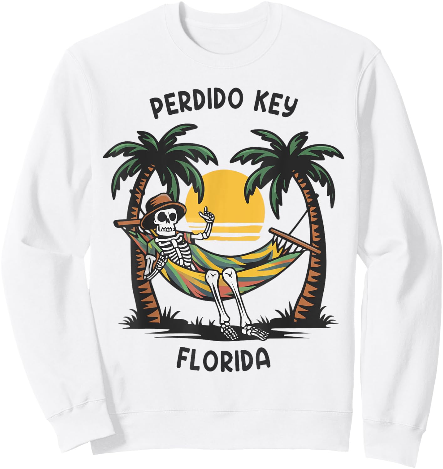 Vintage Perdido Key Florida Palms FL Sunset Funny Sweatshirt - Sweatshirt | White