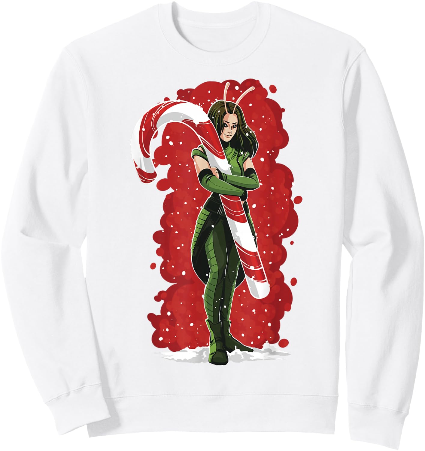 Marvel Guardians of The Galaxy Holiday Special Mantis Cane Sweatshirt - Sweatshirt | White