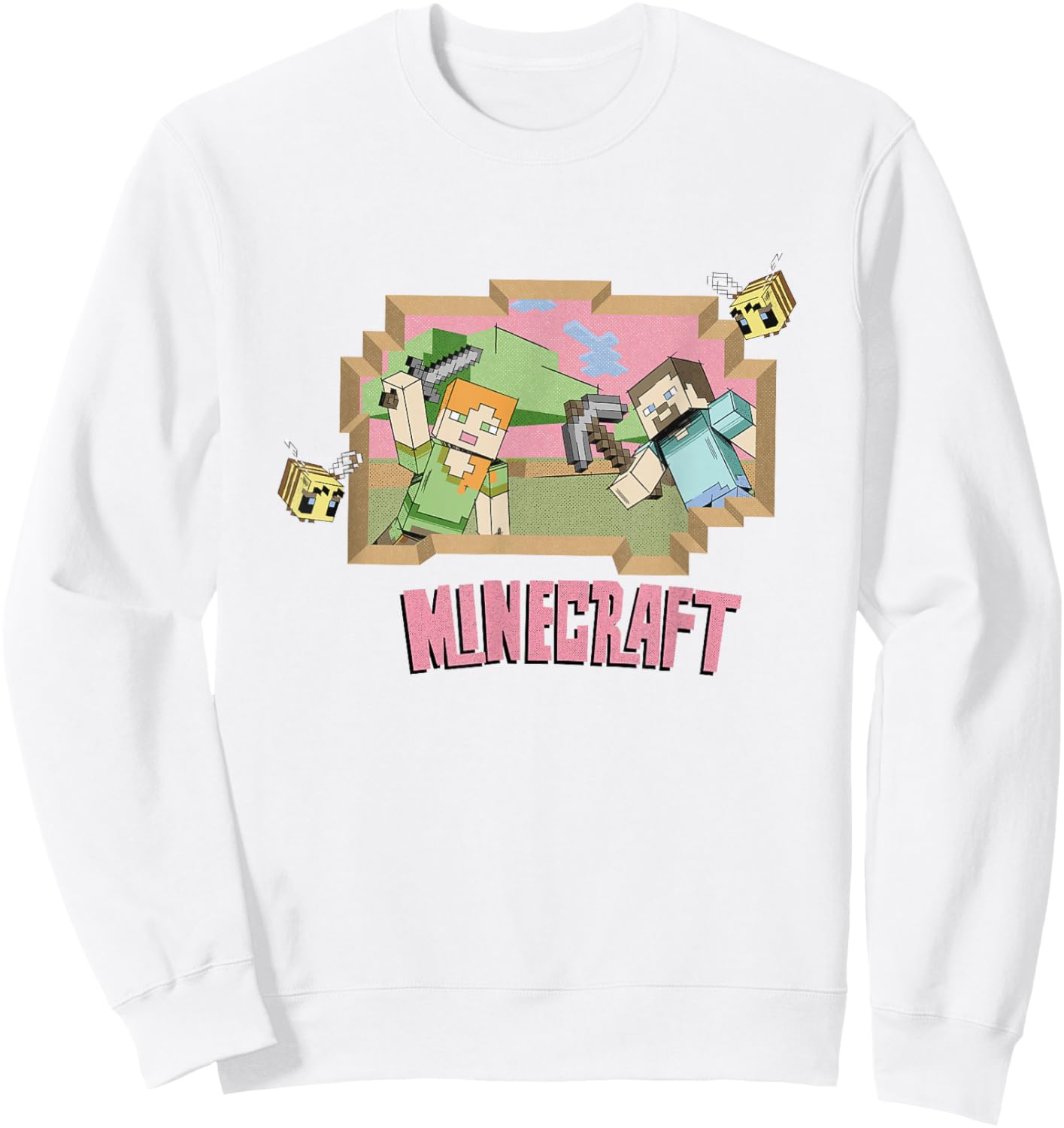 Minecraft Steve & Alex On An Adventure Vintage Sweatshirt - Sweatshirt | White