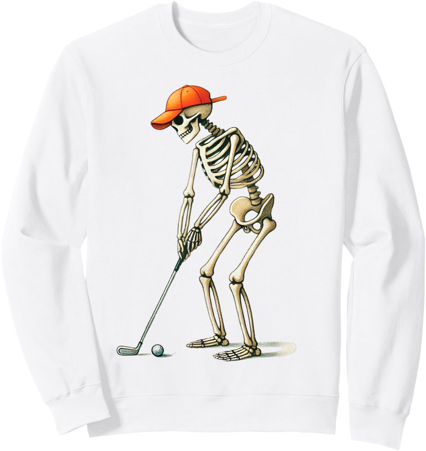 Skeleton Golf Halloween Golfer Golf Player Funny Men Dad Sweatshirt - Sweatshirt | White