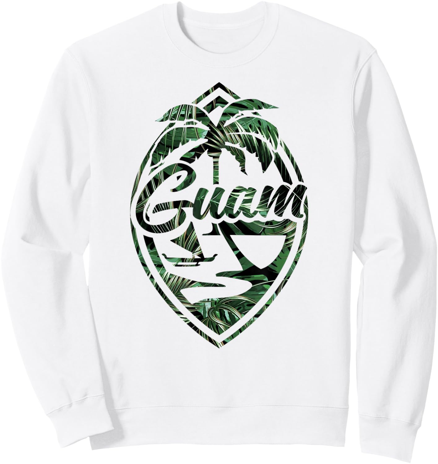 Tropical Palm Guam Seal - Hafa Adai Guam Sweatshirt - Sweatshirt | White