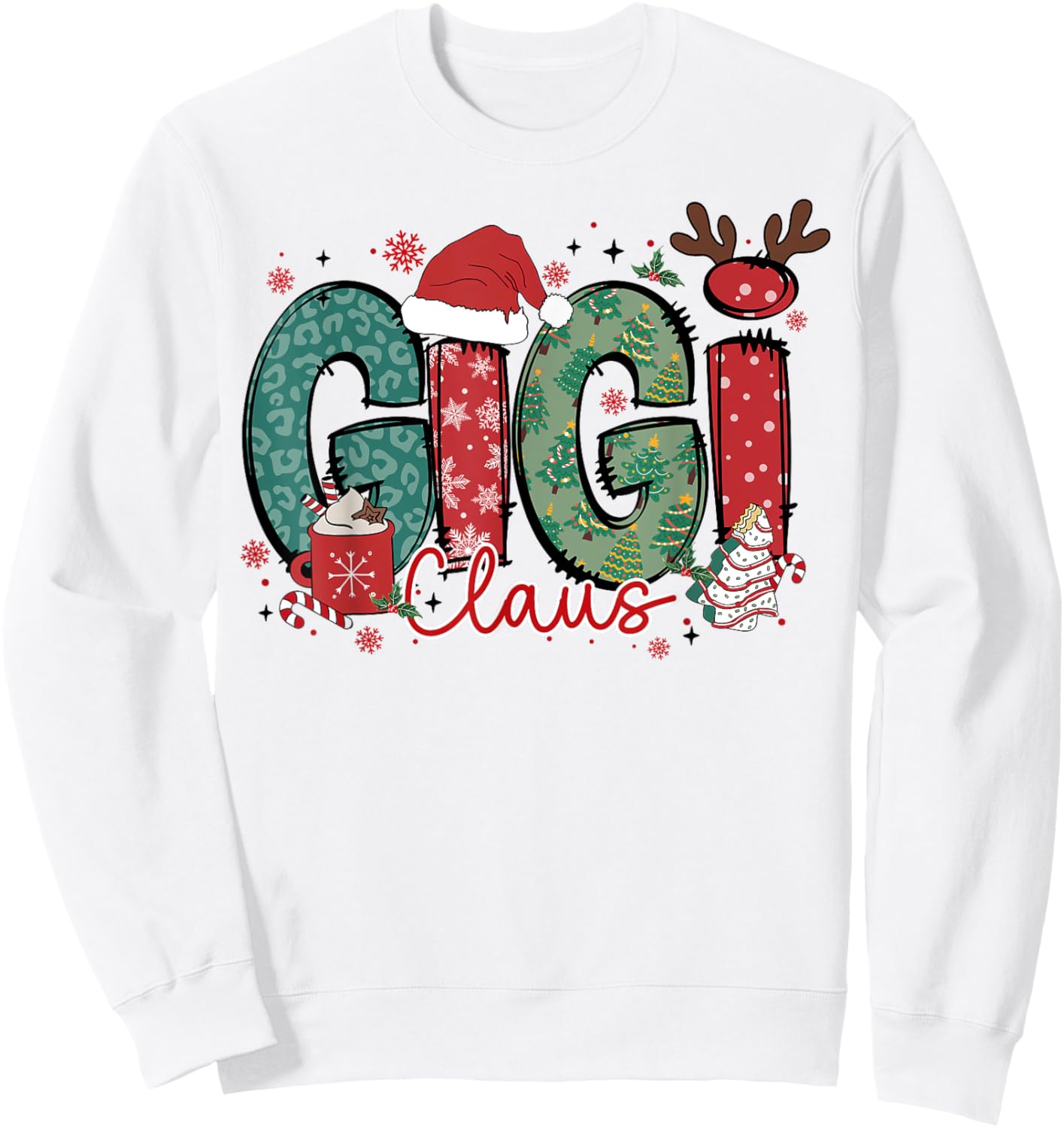 Gigi Claus Christmas Pajama Santa Claus Family Matching Sweatshirt - Sweatshirt | White