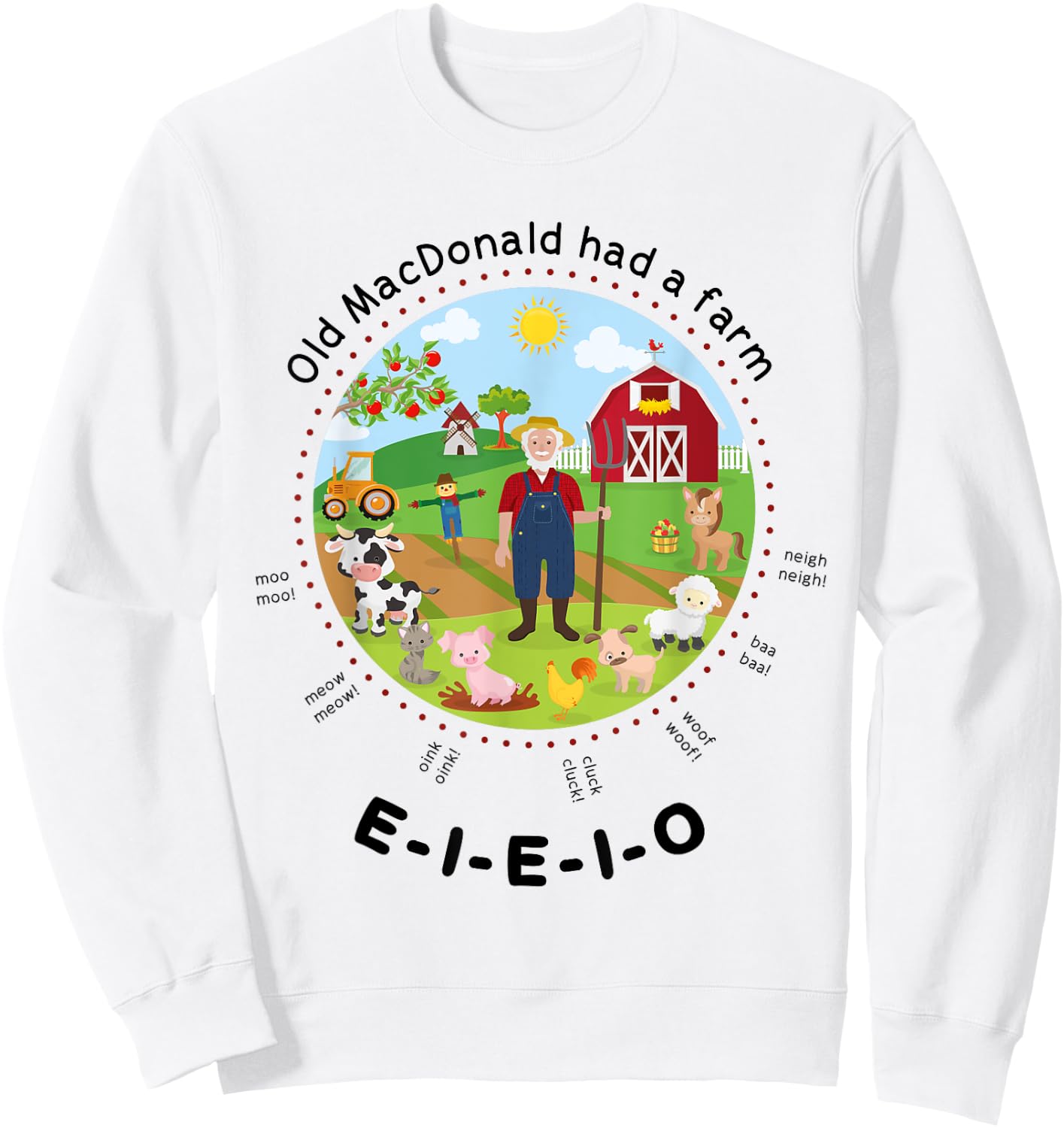 Old MacDonald had a farm English Nursery Rhyme Theme Sweatshirt - Sweatshirt | White
