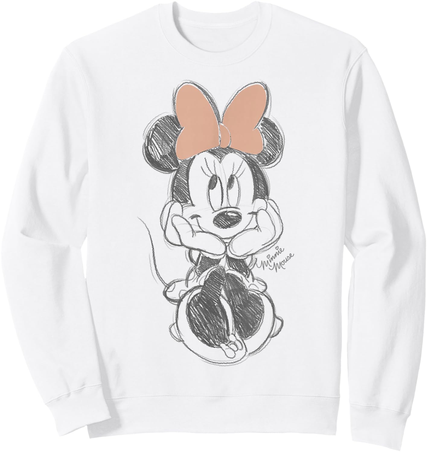 Disney Minnie Mouse Classic Sketch Cute Vintage Portrait Sweatshirt - Sweatshirt | White