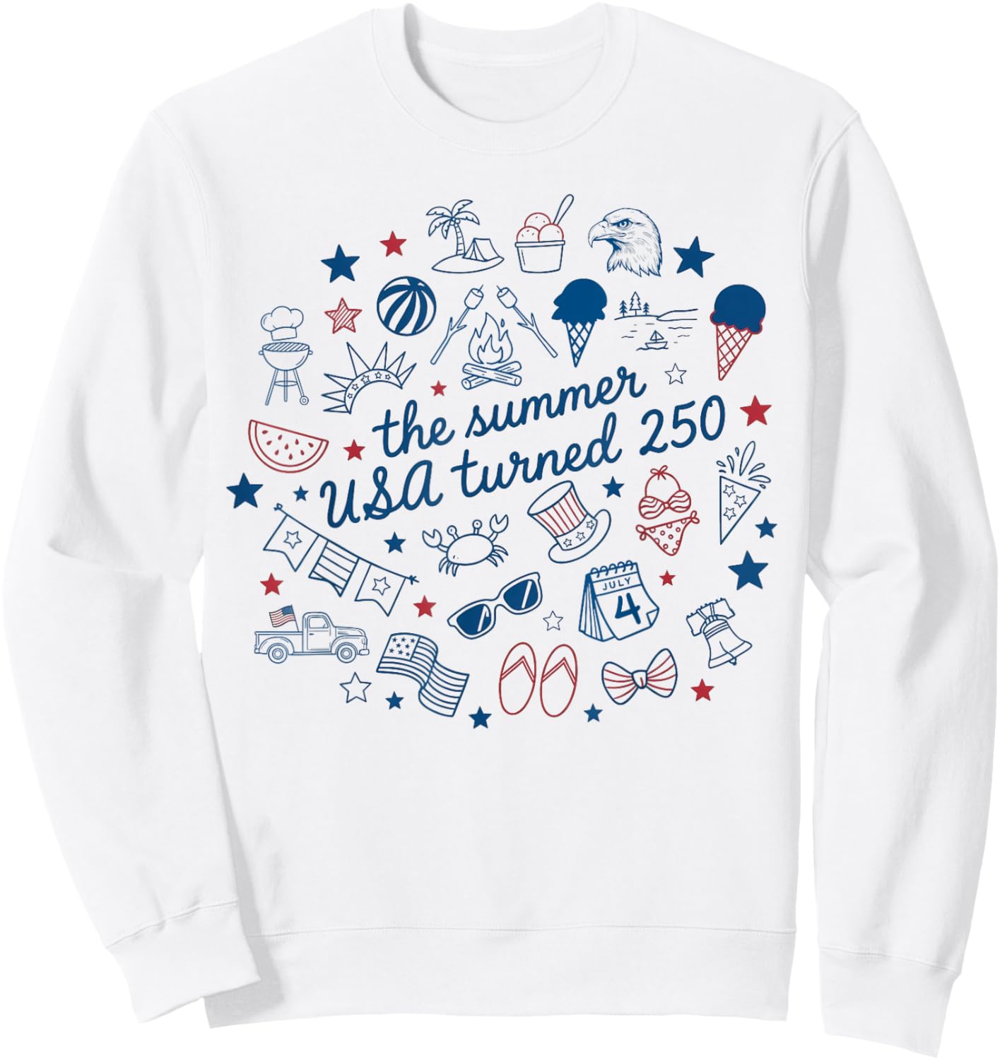 Retro The Summer USA Turned 250 America 250th Anniversary Sweatshirt - Sweatshirt | White