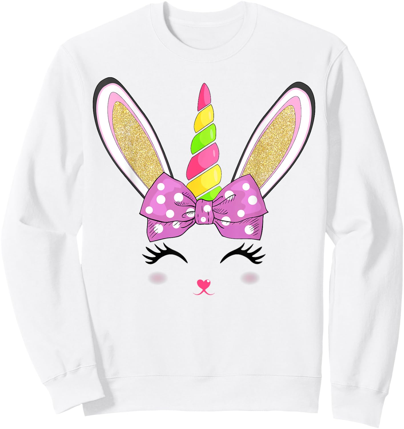 Cute Easter Bunny Face Girls Kids Sweatshirt - Sweatshirt | White