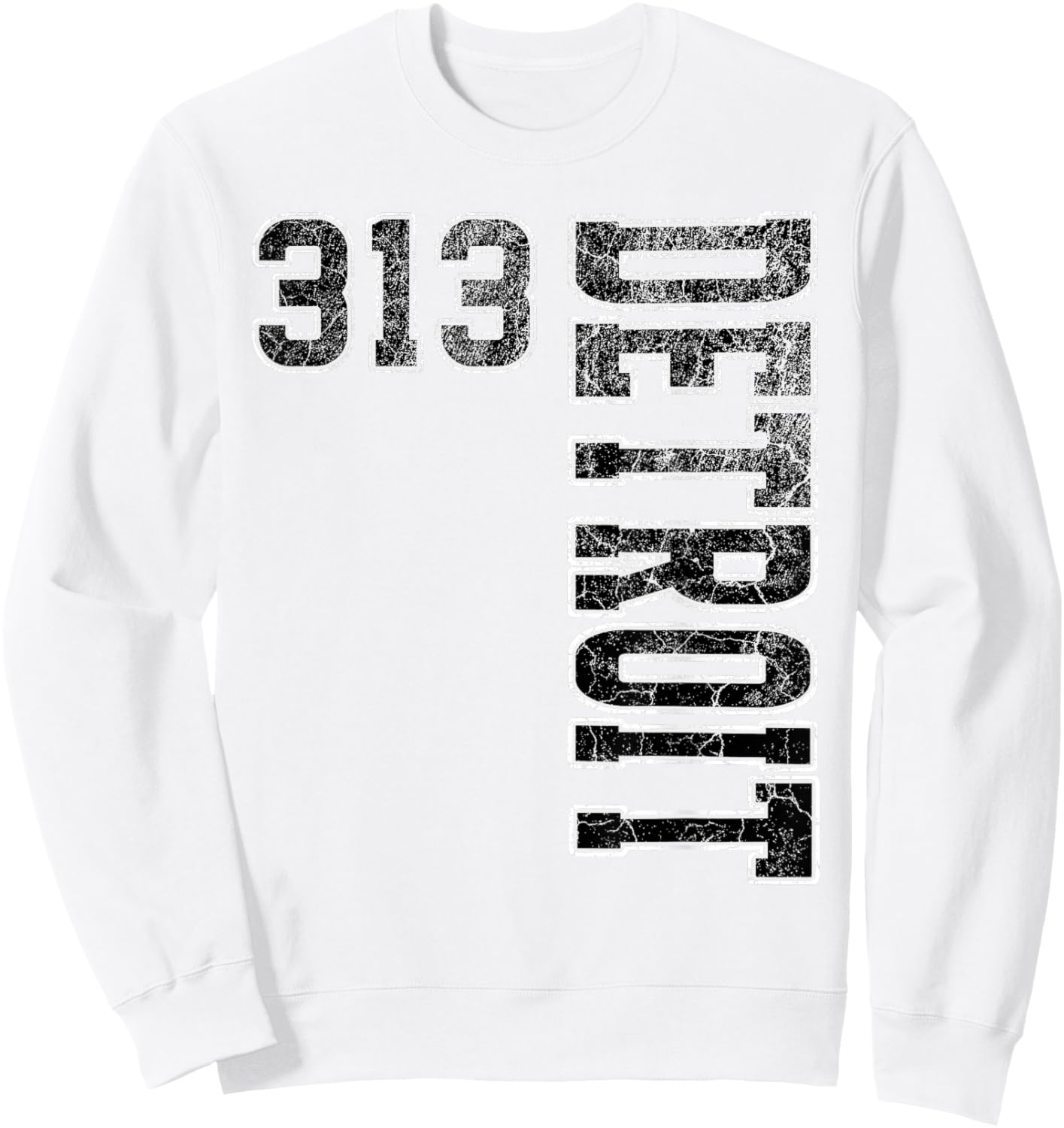 Detroit 313 Vintage Orange Black & White Vertical Text Sweatshirt - Sweatshirt | White