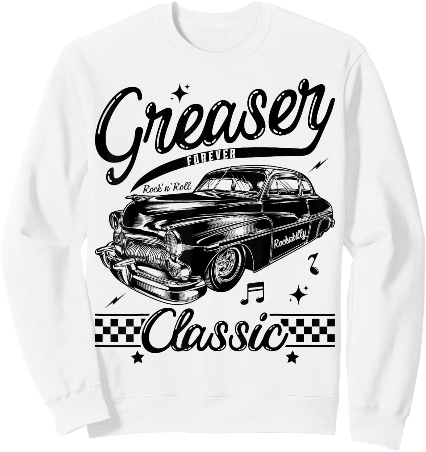 Greaser Forever 1950s Sock Hop Retro 50s Vintage Rockabilly Sweatshirt - Sweatshirt | White