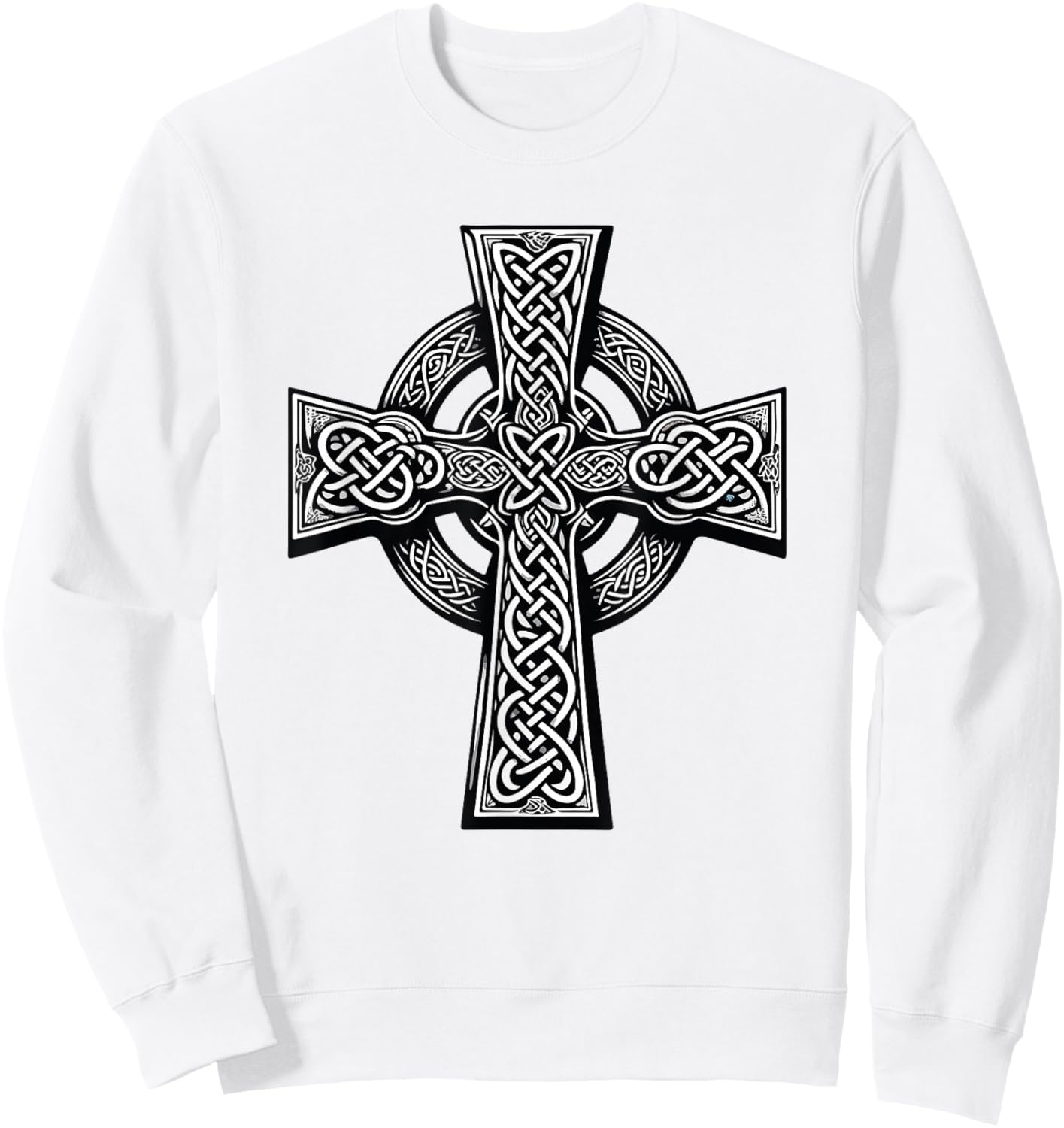 Irish Cross St. Patrick's Day Celtic Knots Christian Sweatshirt - Sweatshirt | White