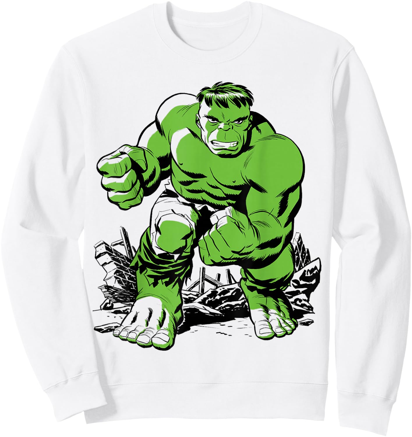 Marvel The Incredible Hulk Retro Comic Art Sweatshirt - Sweatshirt | White