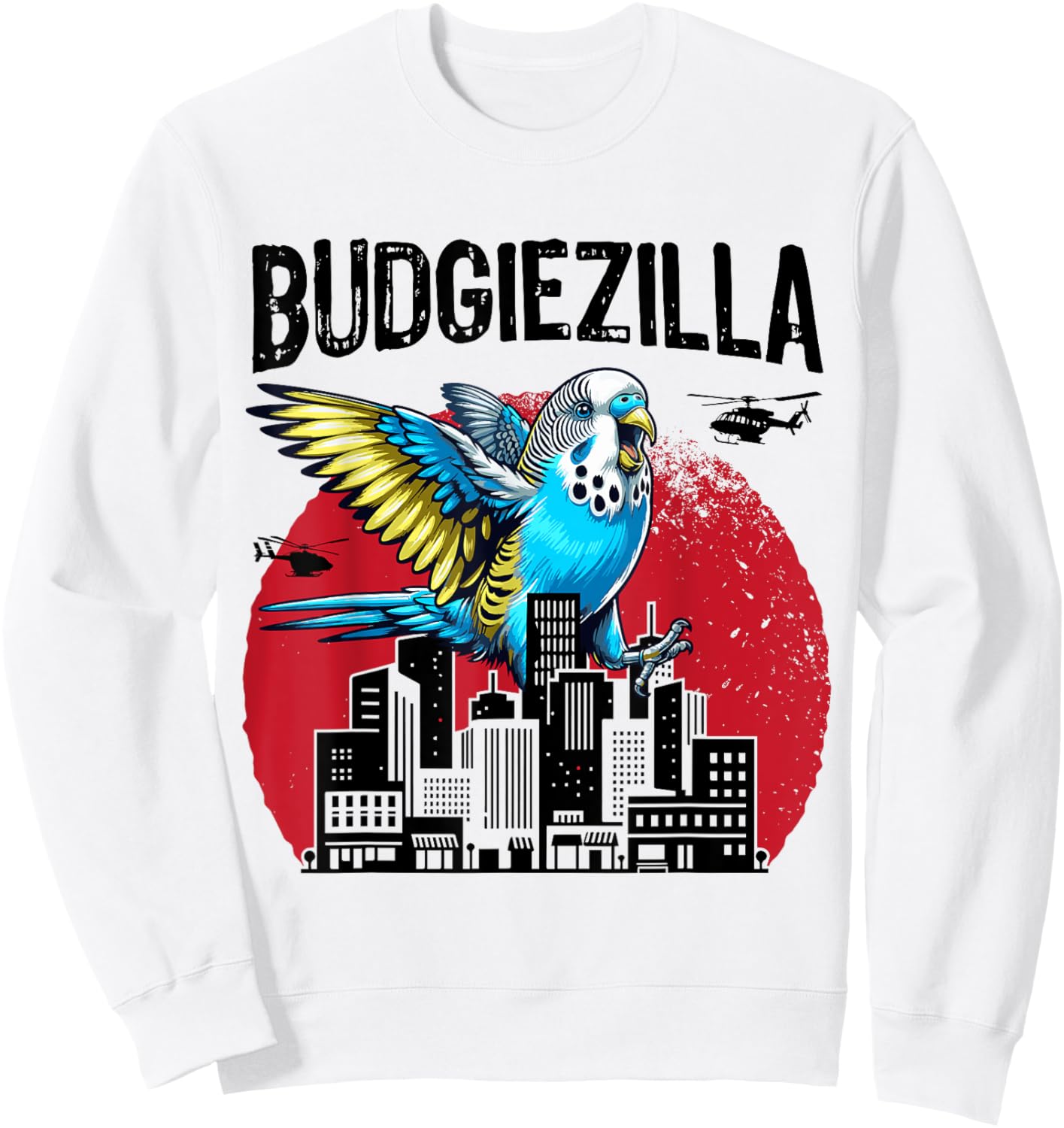 Budgiezilla Funny Parakeet Budgie Budgerigar Bird Lover Sweatshirt - Sweatshirt | White