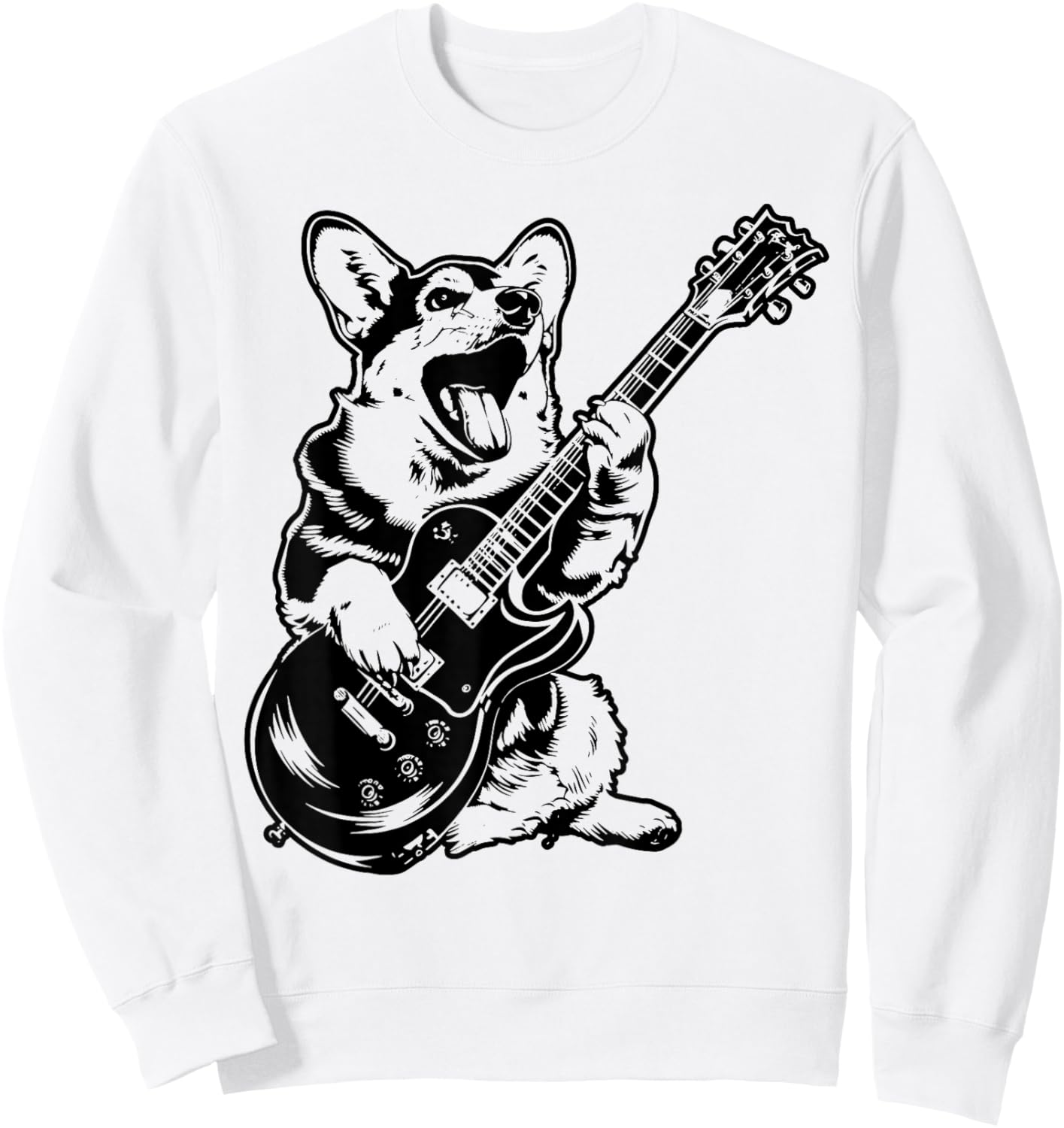 Dog Guitarist Guitar - Pembroke Welsh Corgi Dad Mom Sweatshirt - Sweatshirt | White