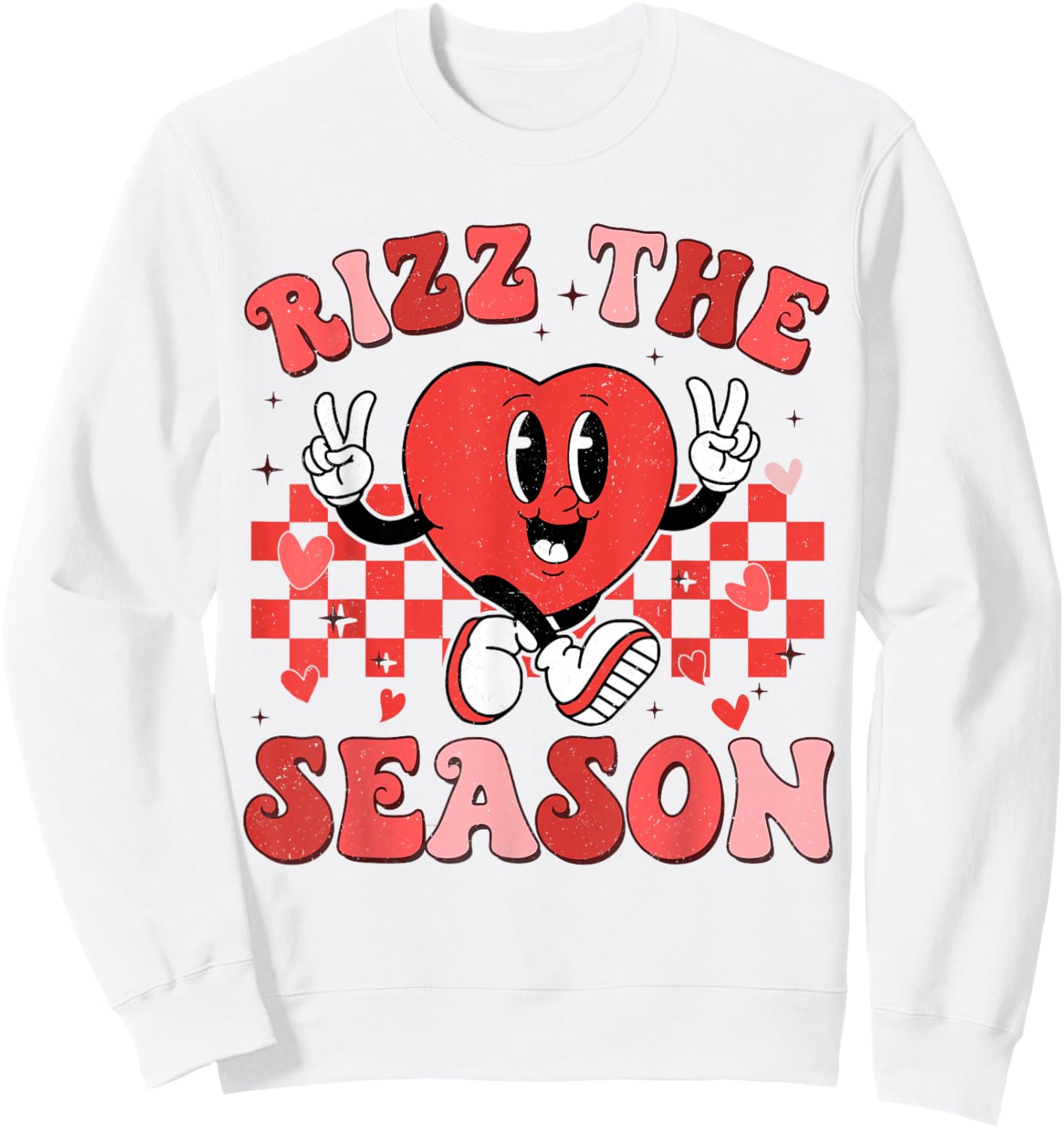 Rizz the Season Funny Valentine Groovy Valentine Rizzler Sweatshirt - Sweatshirt | White