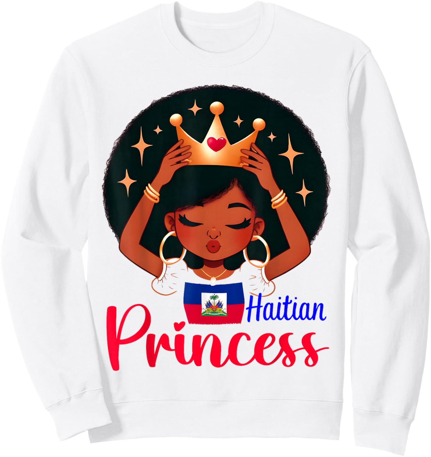 Haitian Princess Haiti Flag Melanin for Black Girls Kids Sweatshirt - Sweatshirt | White