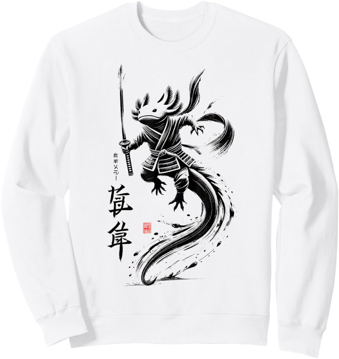 Japan Axolotl Ninja Japanese Samurai Warrior Boys Girls Kids Sweatshirt - Sweatshirt | White