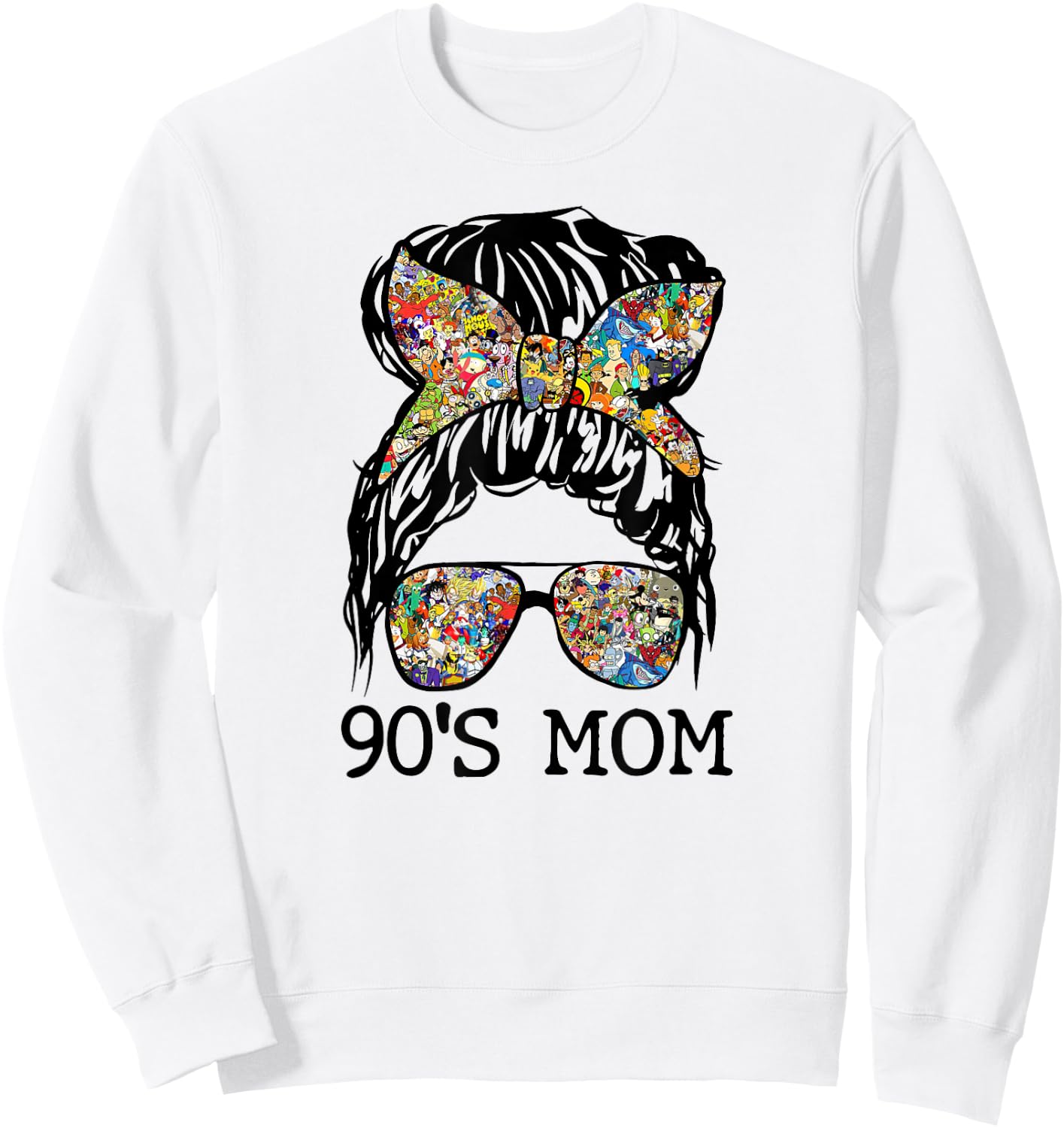 90's Mom Mama Momlife Mother's Day Present Mommy Messy Bun Sweatshirt - Sweatshirt | White