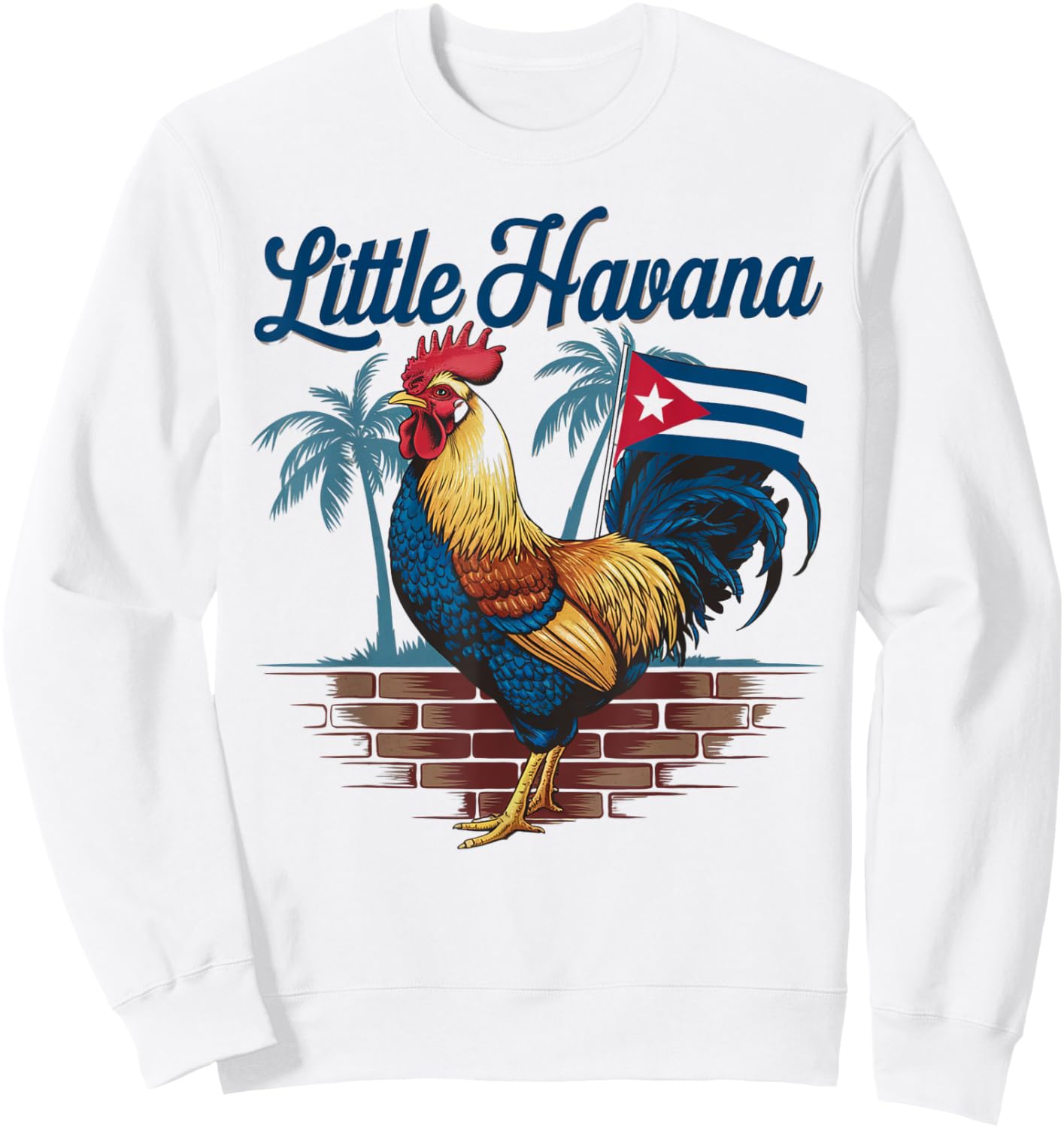 Little Cuban Rooster Fun Havana Sweatshirt - Sweatshirt | White
