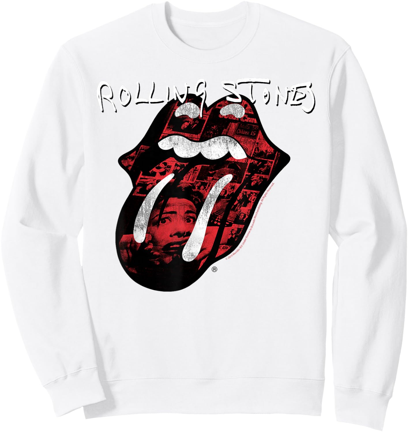 Rolling Stones Official Exile Tongue Photos Silver Sweatshirt - Sweatshirt | White