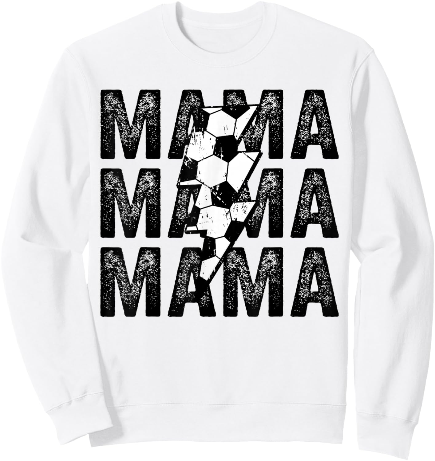 Soccer Mama Distressed Lightning Bolt Mom Sweatshirt - Sweatshirt | White