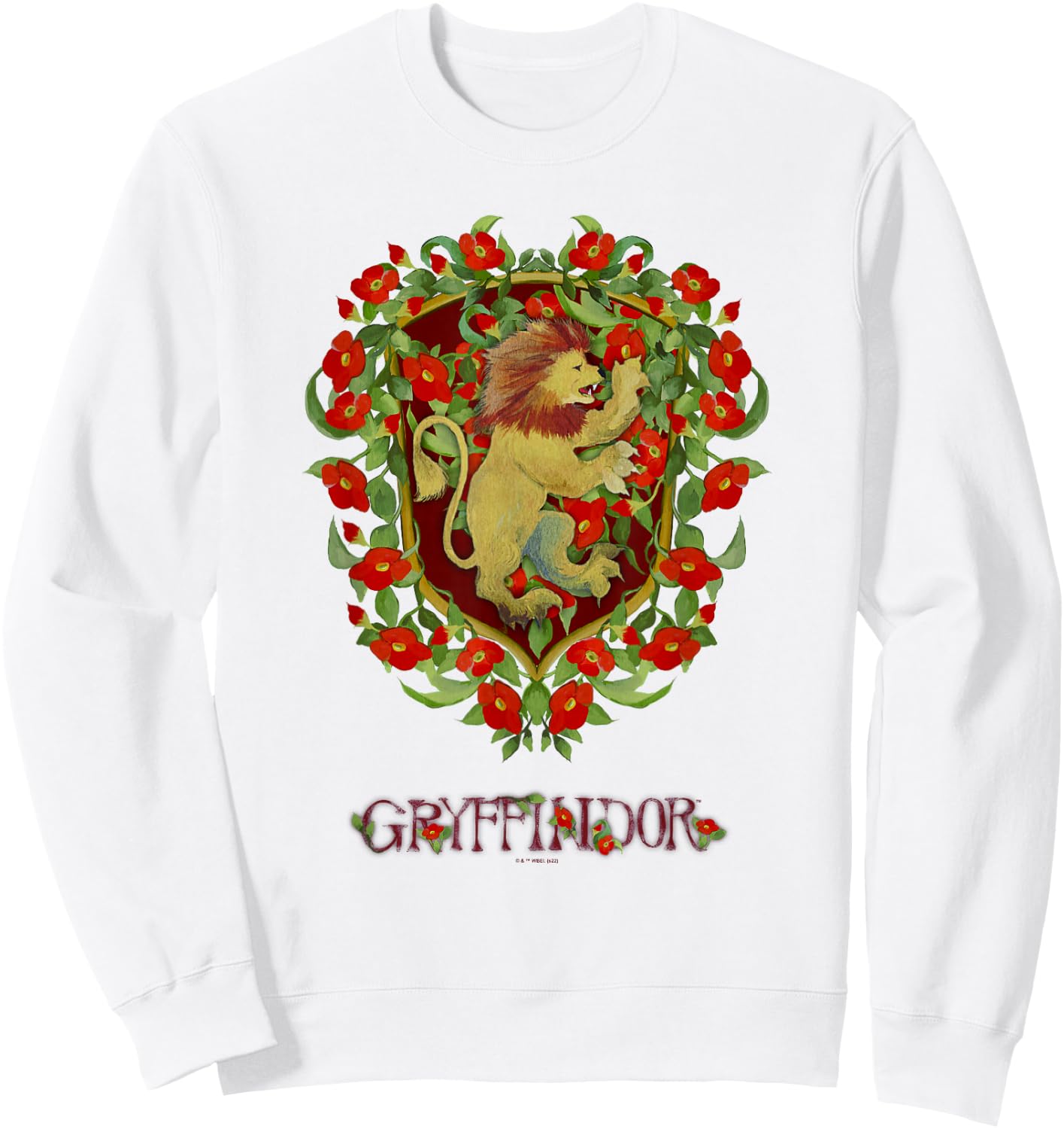 Harry Potter Floral Gryffindor Lion Watercolor Sweatshirt - Sweatshirt | White