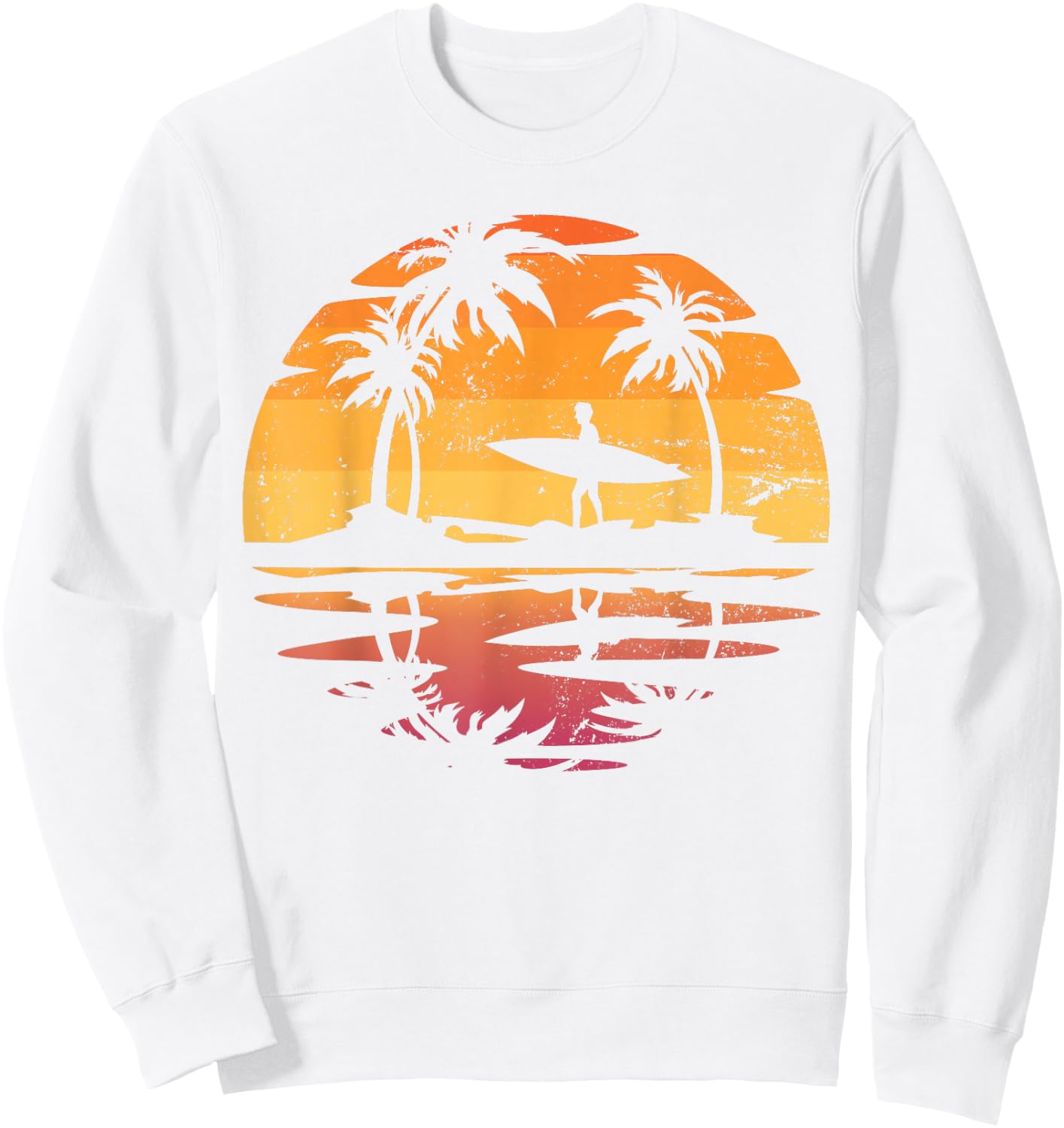Water Sports Surfer Tropical Summer Sunset Surfing Sweatshirt - Sweatshirt | White