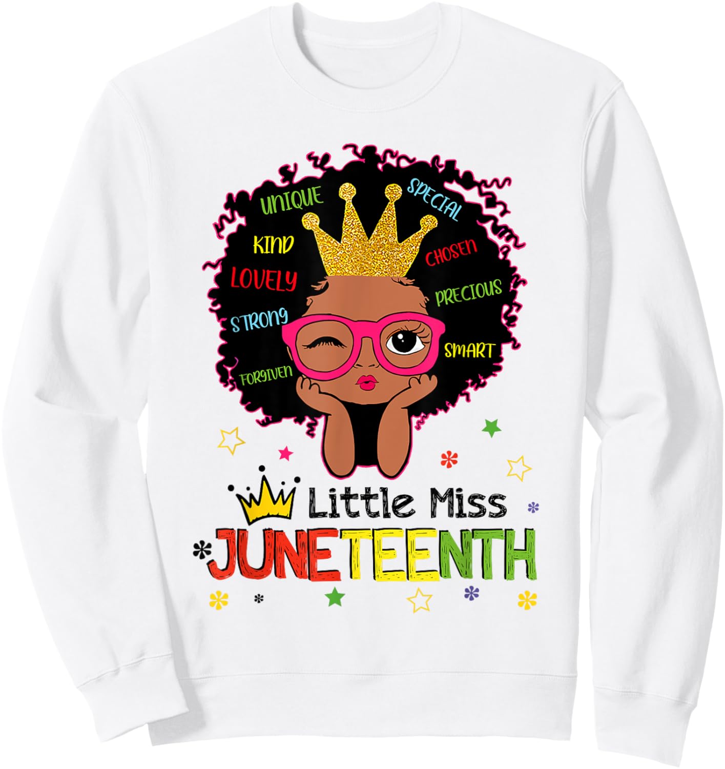 Little Miss Juneteenth Shirt Girl Toddler Black History Kids Sweatshirt - Sweatshirt | White