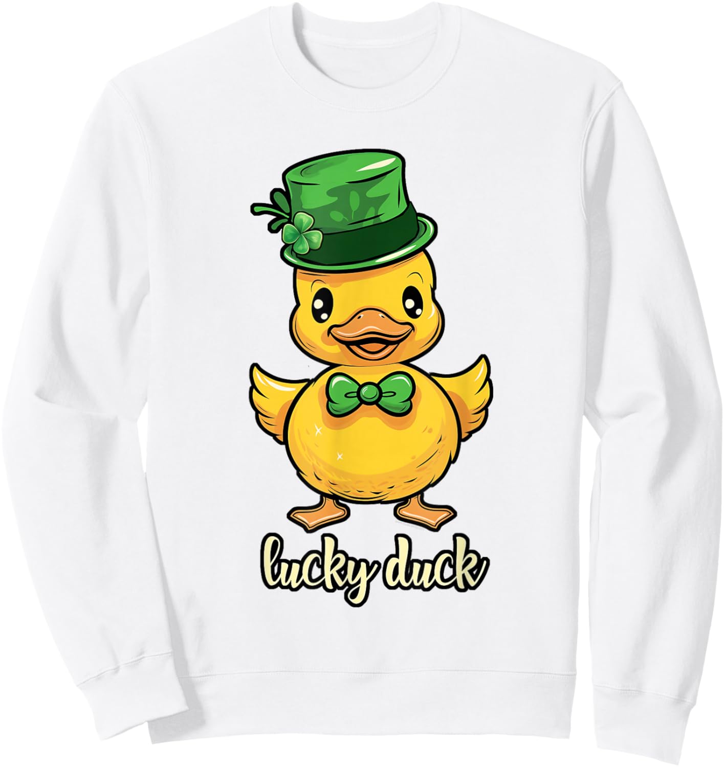 Cute St Patricks Day Lucky Duck for Kids Boys Girls Women Sweatshirt - Sweatshirt | White