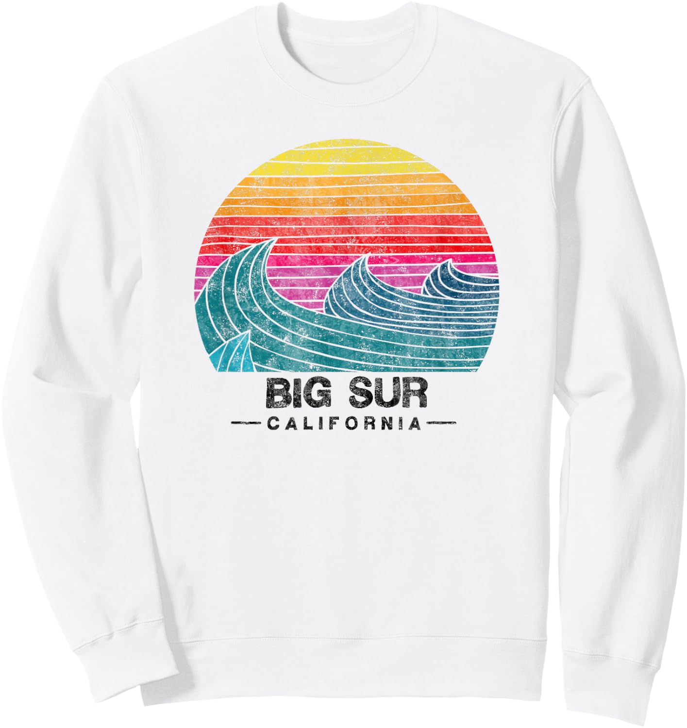 Big Sur Surfing Waves Beach Retro Cali Sunset Surf Sweatshirt - Sweatshirt | White