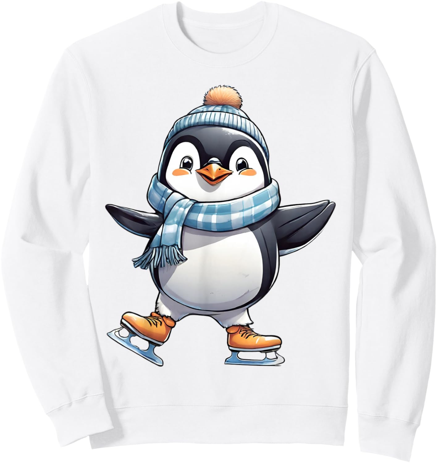 Funny Ice Skating Penguin Figure Skater Skate Dancer Gift Sweatshirt - Sweatshirt | White