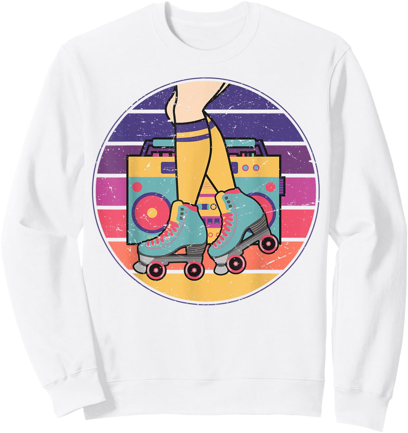 Roller Girl Skate Radio Skating Disco Retro 70s/80s Sweatshirt - Sweatshirt | White