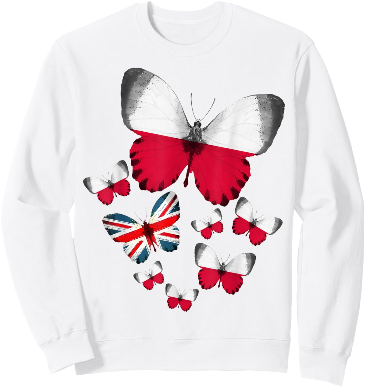 Polish Flag Outfit Ideas For Kids & Poland British Butterfly Sweatshirt - Sweatshirt | White