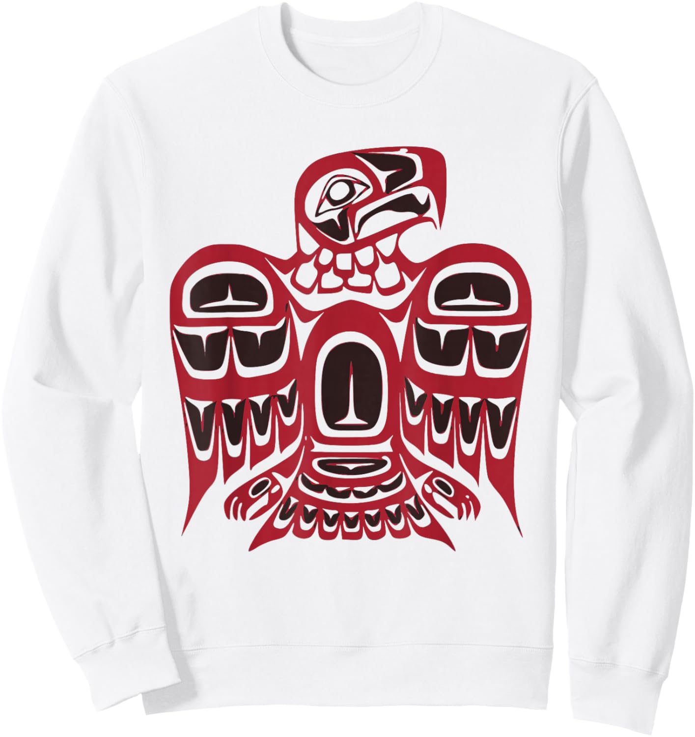 Pacific Northwest tribe art Hawk eagle Sweatshirt - Sweatshirt | White